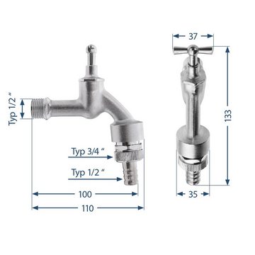 SANITOP WINGENROTH Geräteventil, (1-tlg., Typ 1/2 " Anschluss), Kaltwasserventil, Geräteanschluss 3/4, für Wasch-&Spülmaschine, 062053