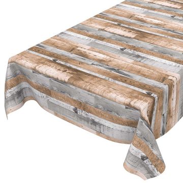 ANRO Tischdecke Tischdecke Wachstuch Holz Grau Robust Wasserabweisend Breite 140 cm, Geprägt