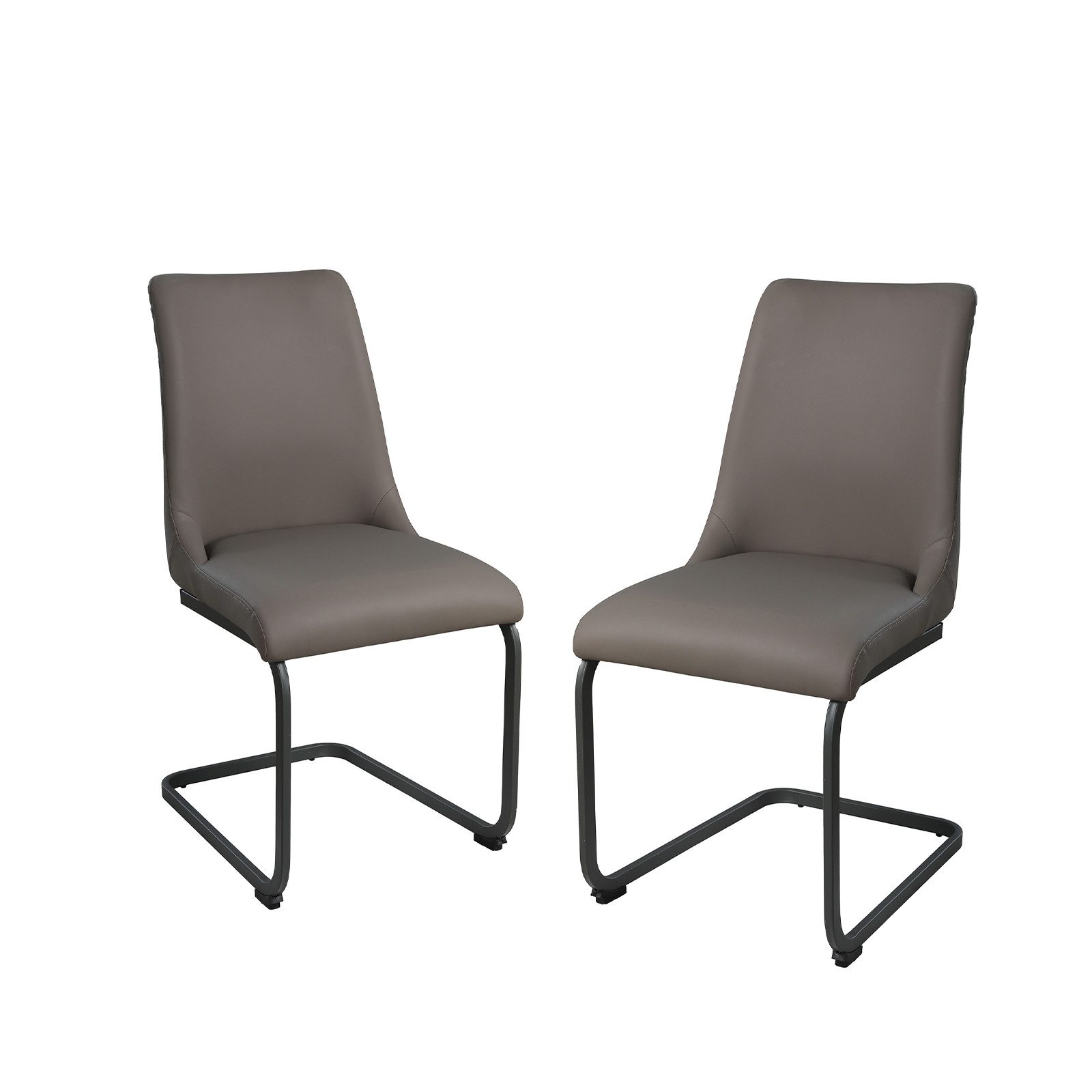 Jiexi Esszimmerstuhl Freischwinger Esszimmerstühle mit schwarzem Metallrahmen, PU-Leder