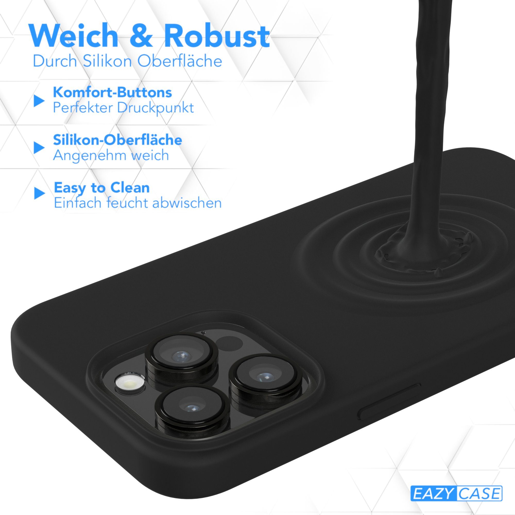 EAZY CASE Handyhülle Premium Silikon Case für Apple iPhone 14 Pro 6,1 Zoll, Hülle mit Kameraschutz Bumper Silikonhülle stoßfest Slimcover Schwarz – Bild 4 von 5