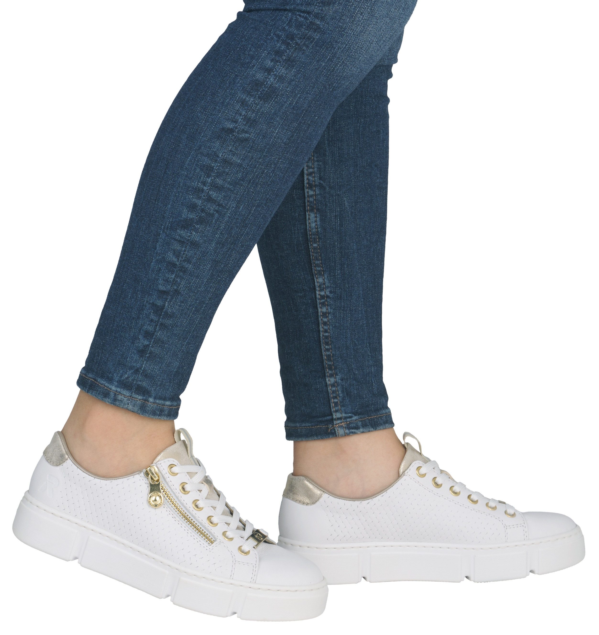 Rieker Plateausneaker mit goldfarbenen Details, Freizeitschuh, Halbschuh, S günstig online kaufen