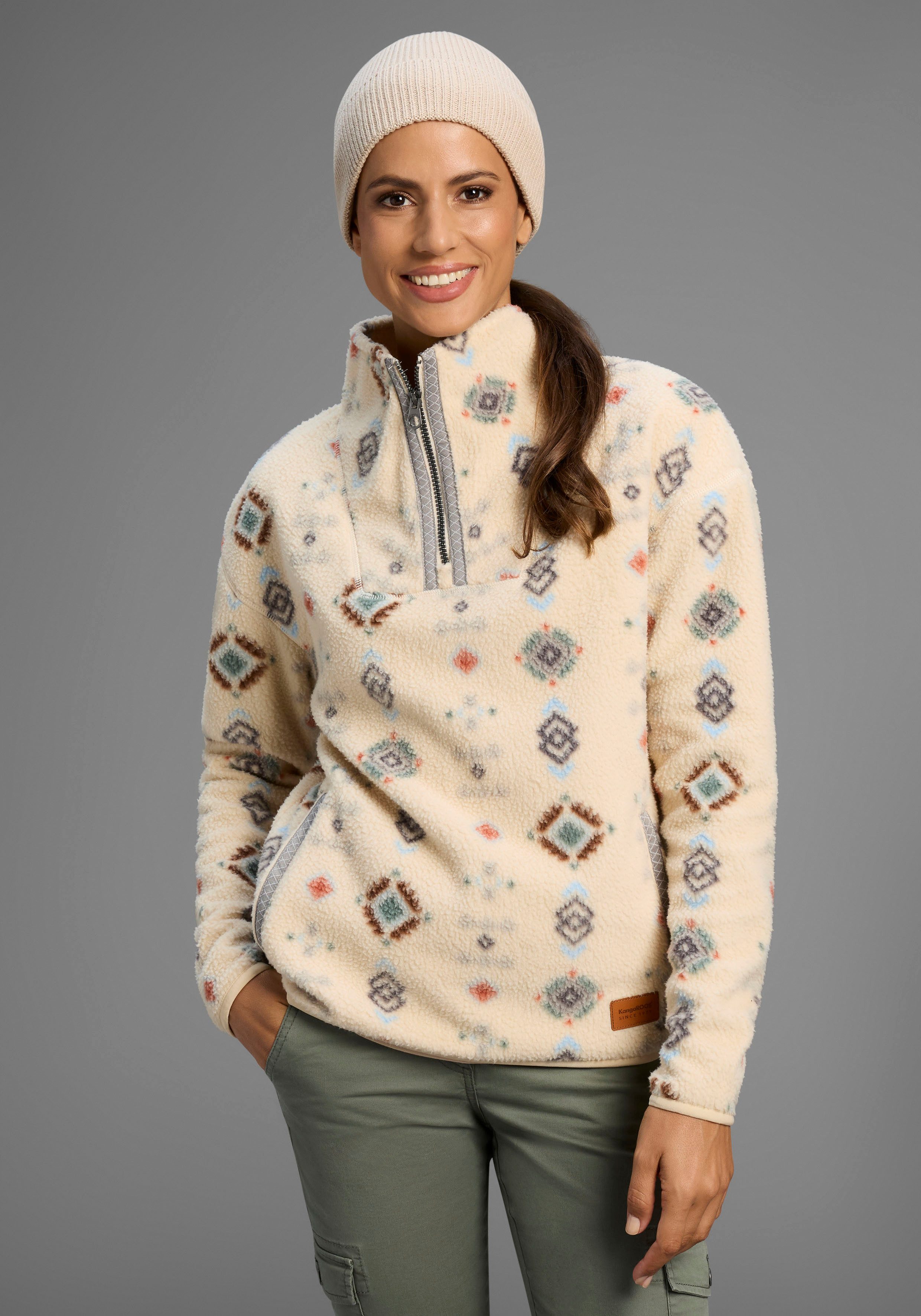 KangaROOS Fleecepullover aus kuscheligem Sherpa Fleece, Half-zip günstig online kaufen