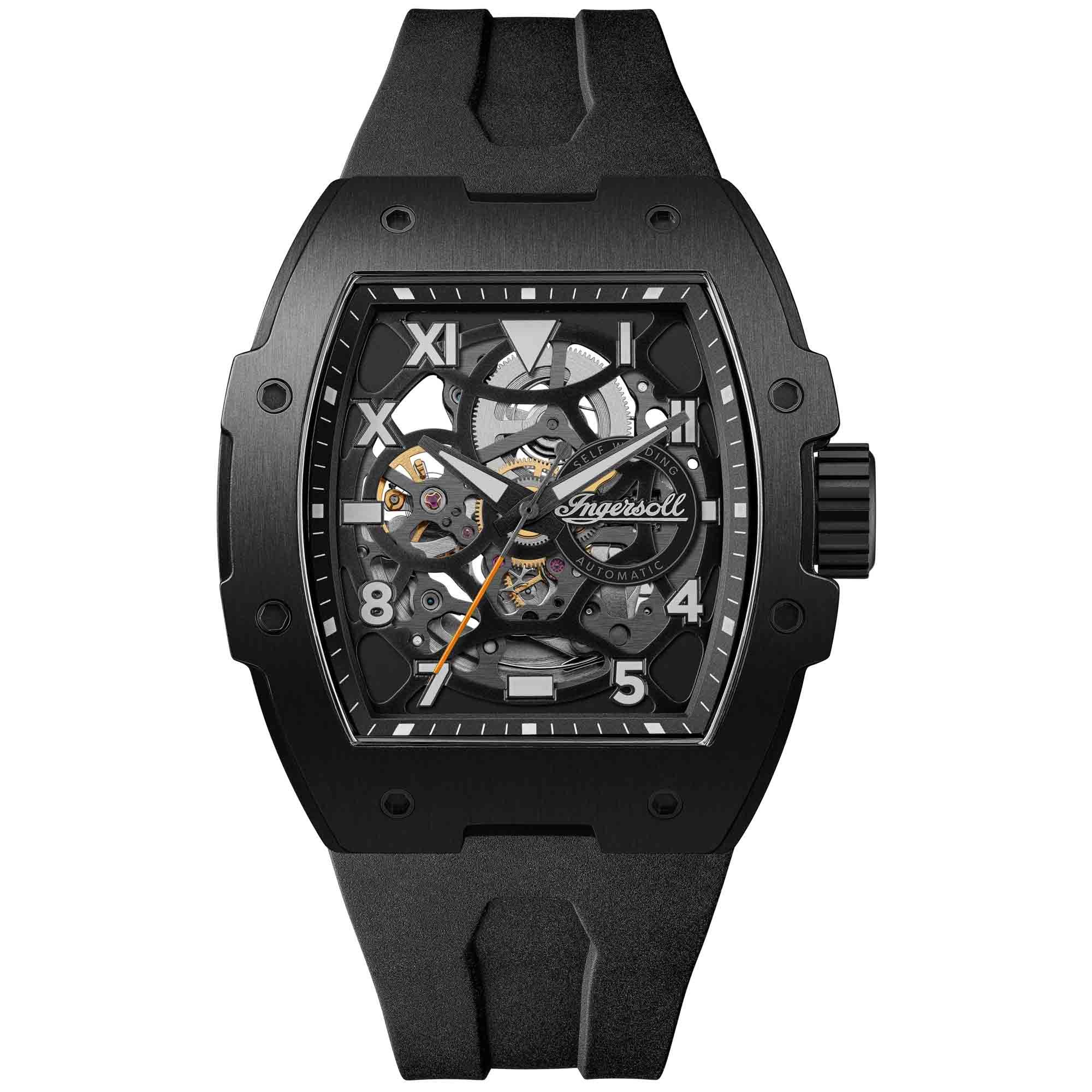 Ingersoll Automatikuhr The Play I15302, Armbanduhr, Herrenuhr, Mechanische Uhr, Silikonarmband, analog