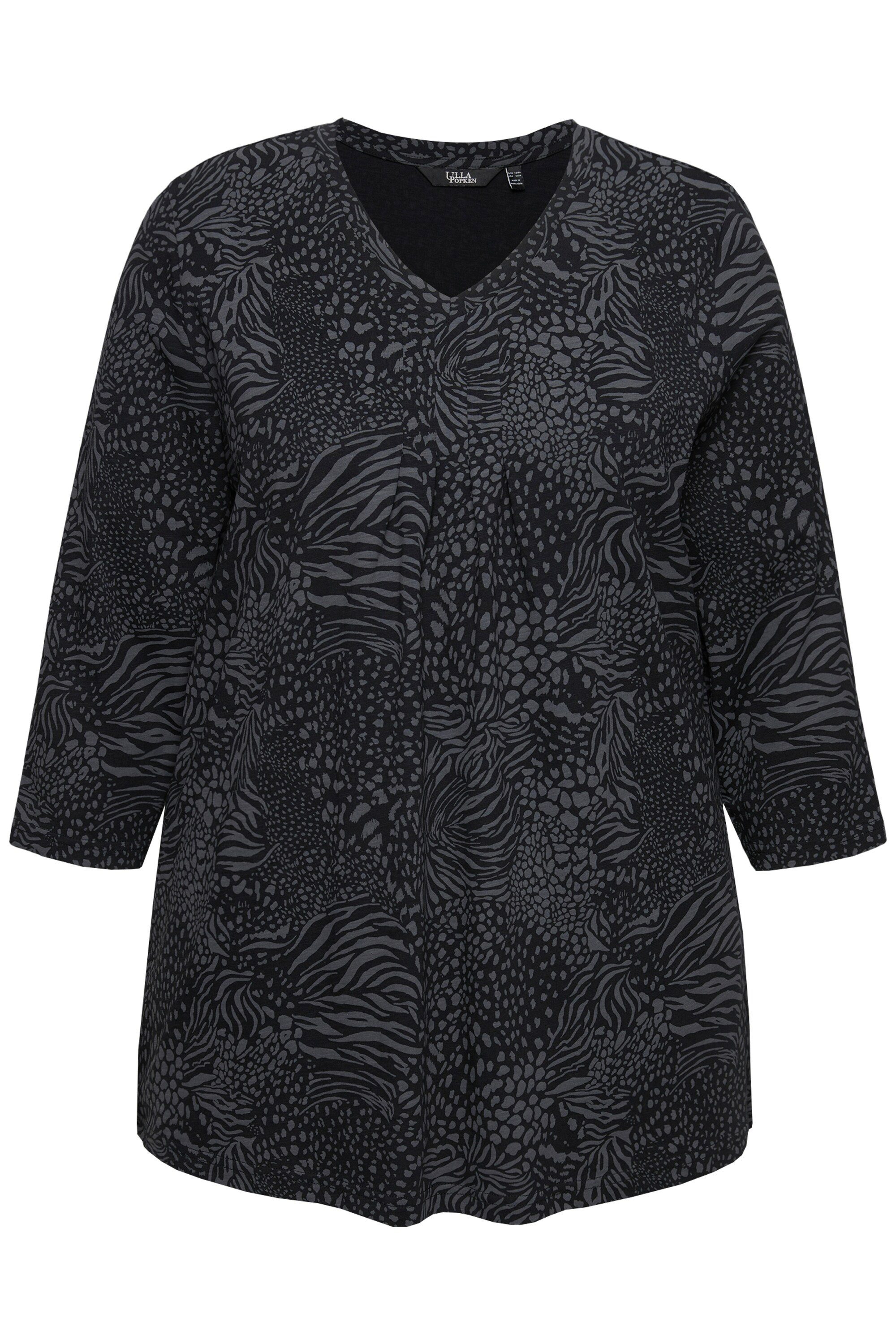Ulla Popken Longsleeve Shirt Animalmuster A-Linie günstig online kaufen