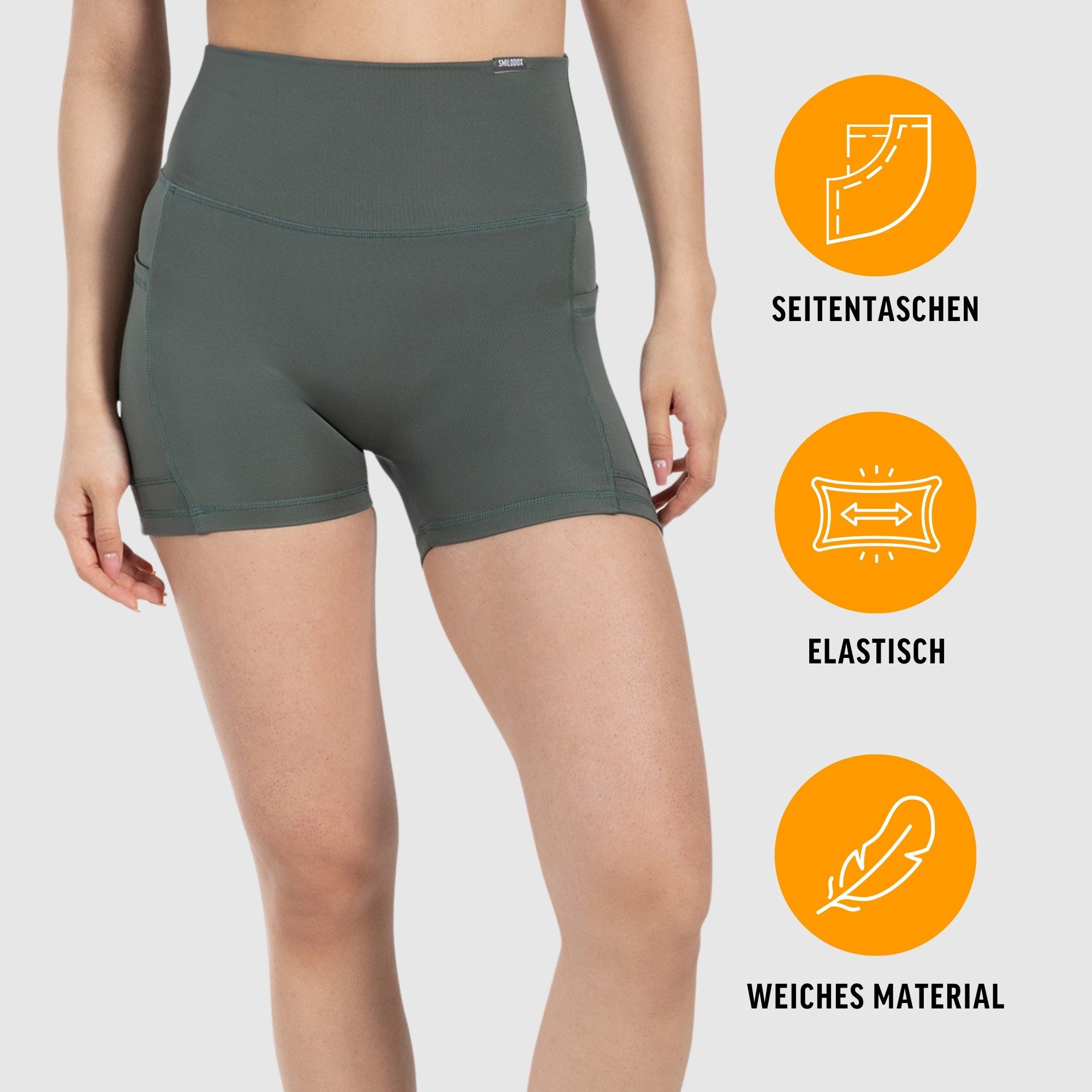 Shorts Josie, High Waist Sportshorts enganliegend, Radlerhose Eingrifftaschen