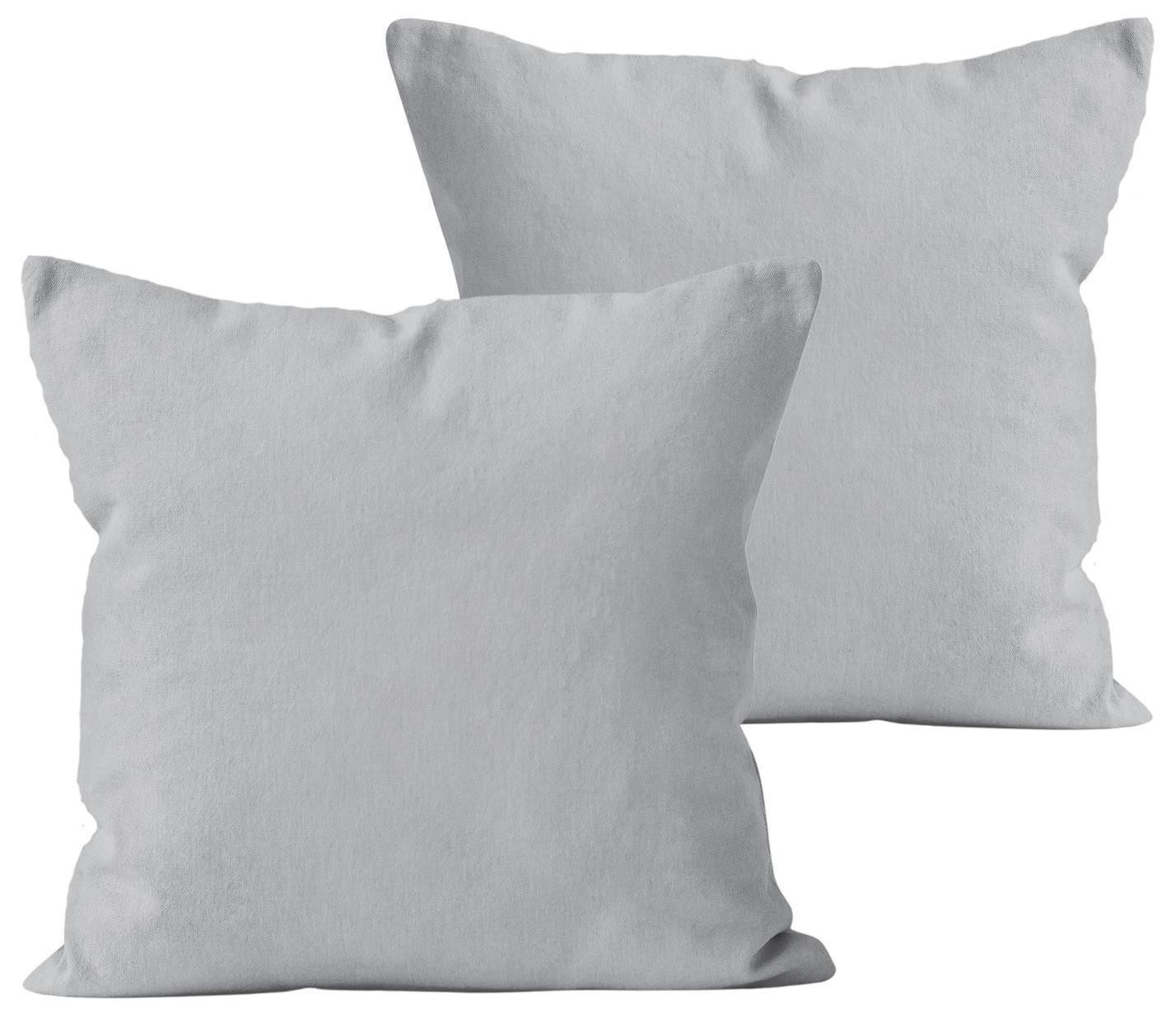 Carpe Sonno Kissenbezug 40x40 40x80 80x80 Baumwoll Kopfkissen Bezug Kissenhülle Kissenbezug, (2 Stück), Renforce Kissenbezüge 40x40 cm, Uni Silber einfarbig