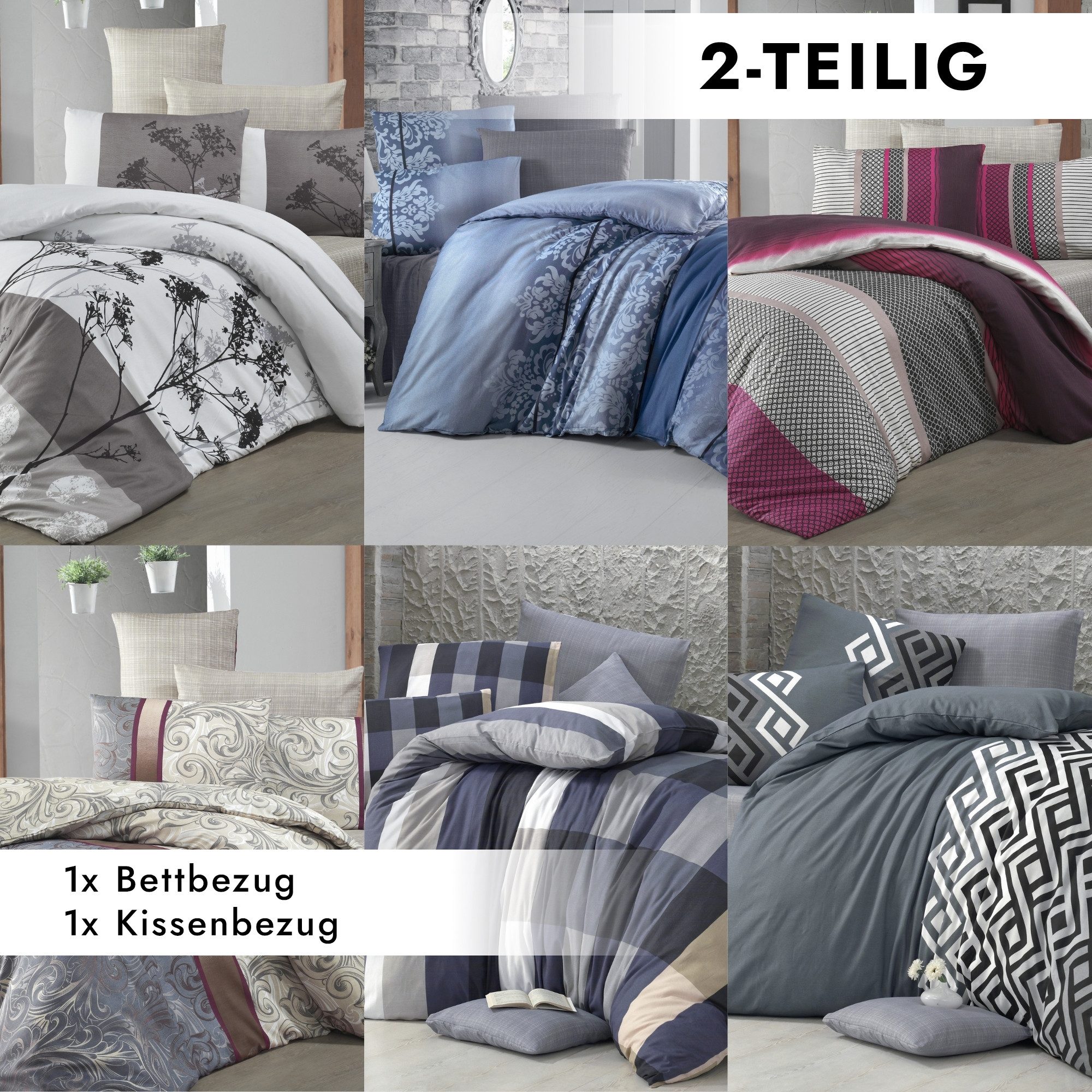 Victoria Home Bettbezug 2tlg. Bettwäsche 135x200 günstig online kaufen