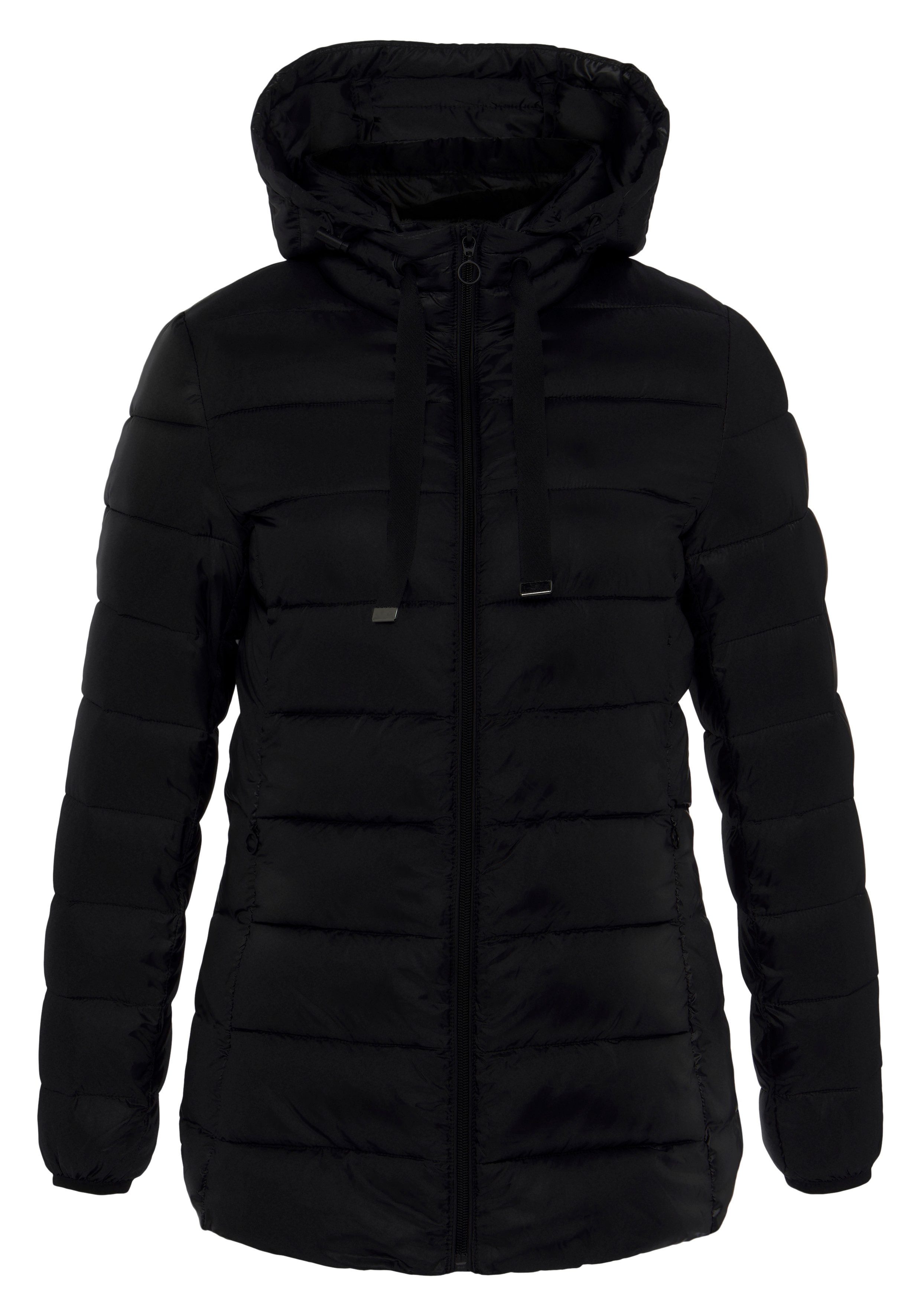 abnehmbarer LASCANA Steppjacke Schwarz Kapuze mit