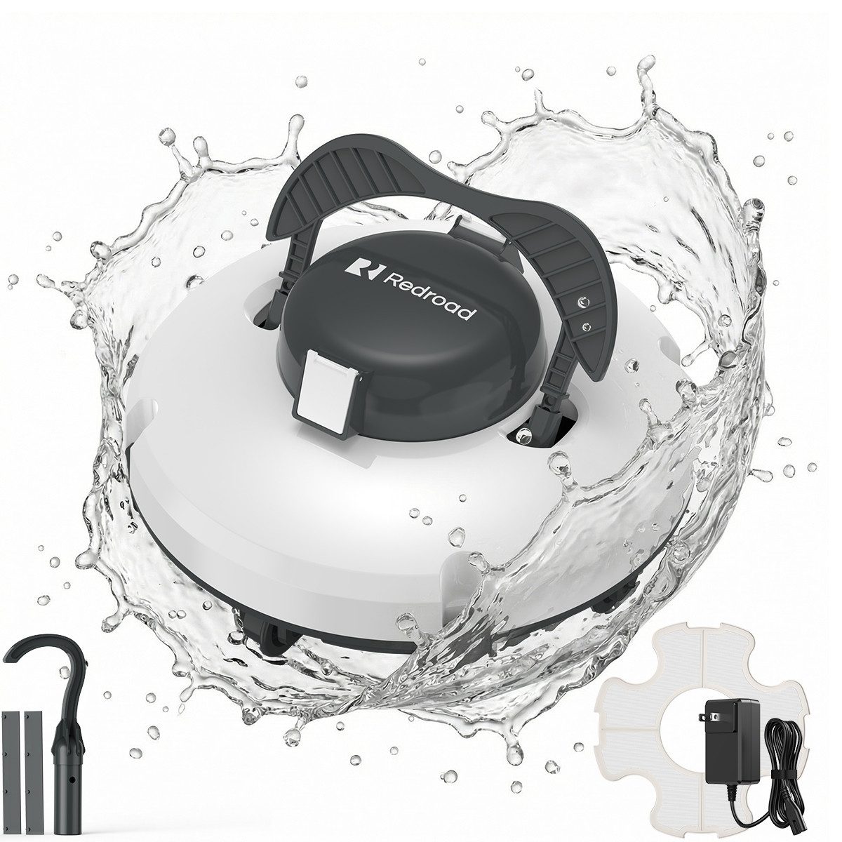 redroad Poolroboter 2026 Kabellos Poolsauger 6800mAh Akku Selbstparkend bis 200m², batteriebetrieben, fur alleBeckenformen,fur Boden-/Wand