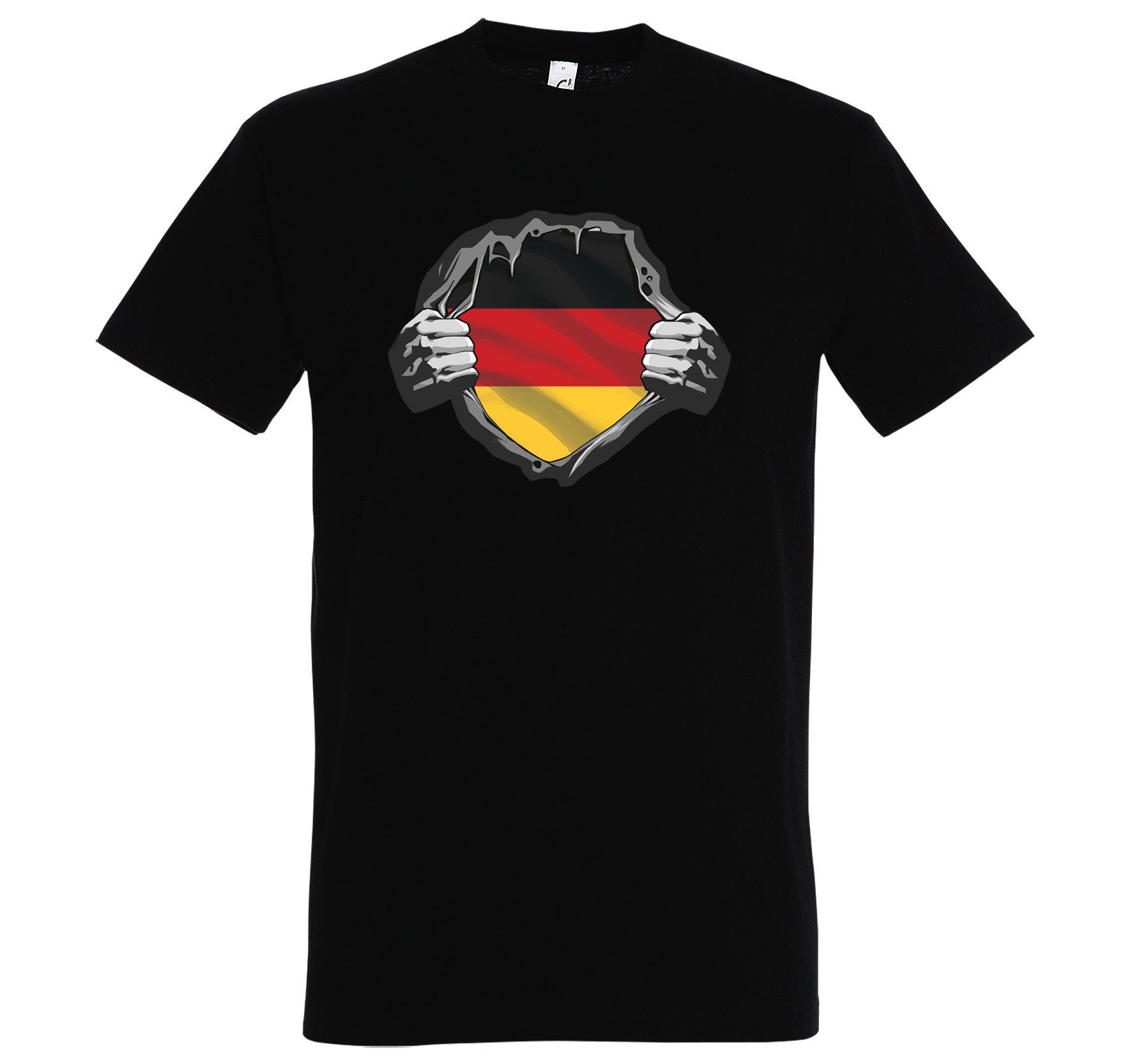 T-Shirt Frontprint mit Designz T-Shirt Schwarz trendigem Deutschland Youth Herz Herren