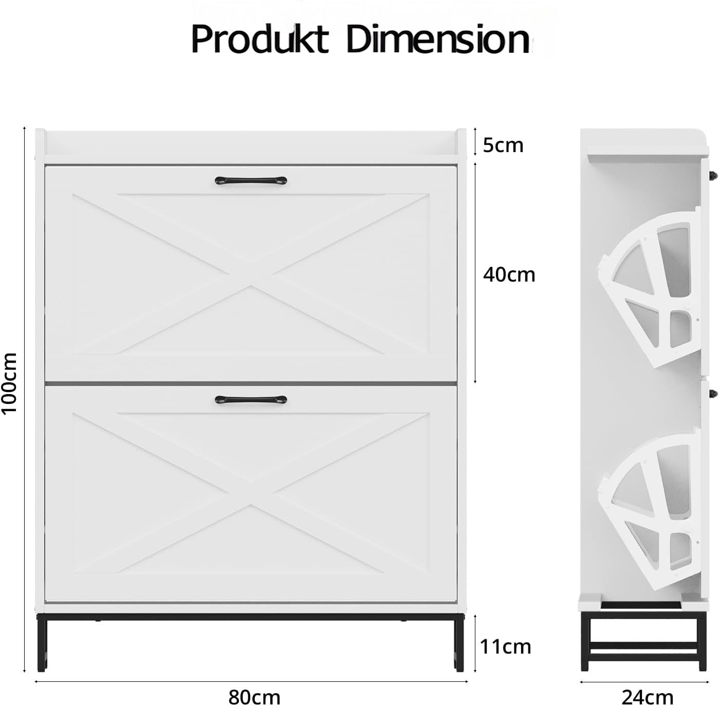 VOWNER Schuhschrank mit 2 Klappen, platzsparend für Flur (1-St) Weiß, verst günstig online kaufen