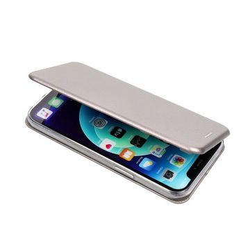 König Design Handyhülle Apple iPhone 13 Pro Max, Apple iPhone 13 Pro Max Tasche Handy Hülle Schutz-Cover Flip-Case mit Kartenfach Grau
