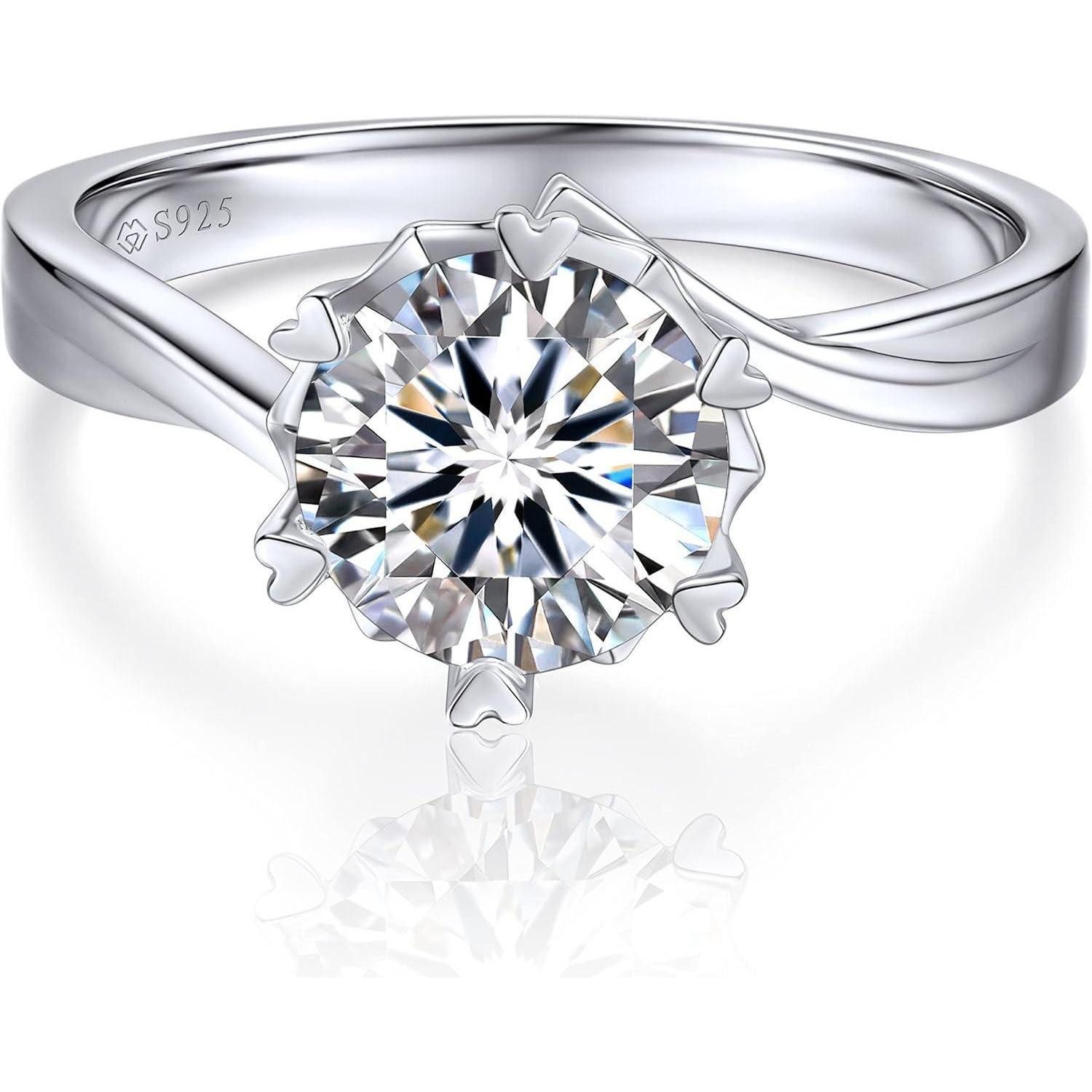 LuxusKollektion Verlobungsring Verlobungsring Damen 2 Karat Moissainte Schneeflocke Silber 925