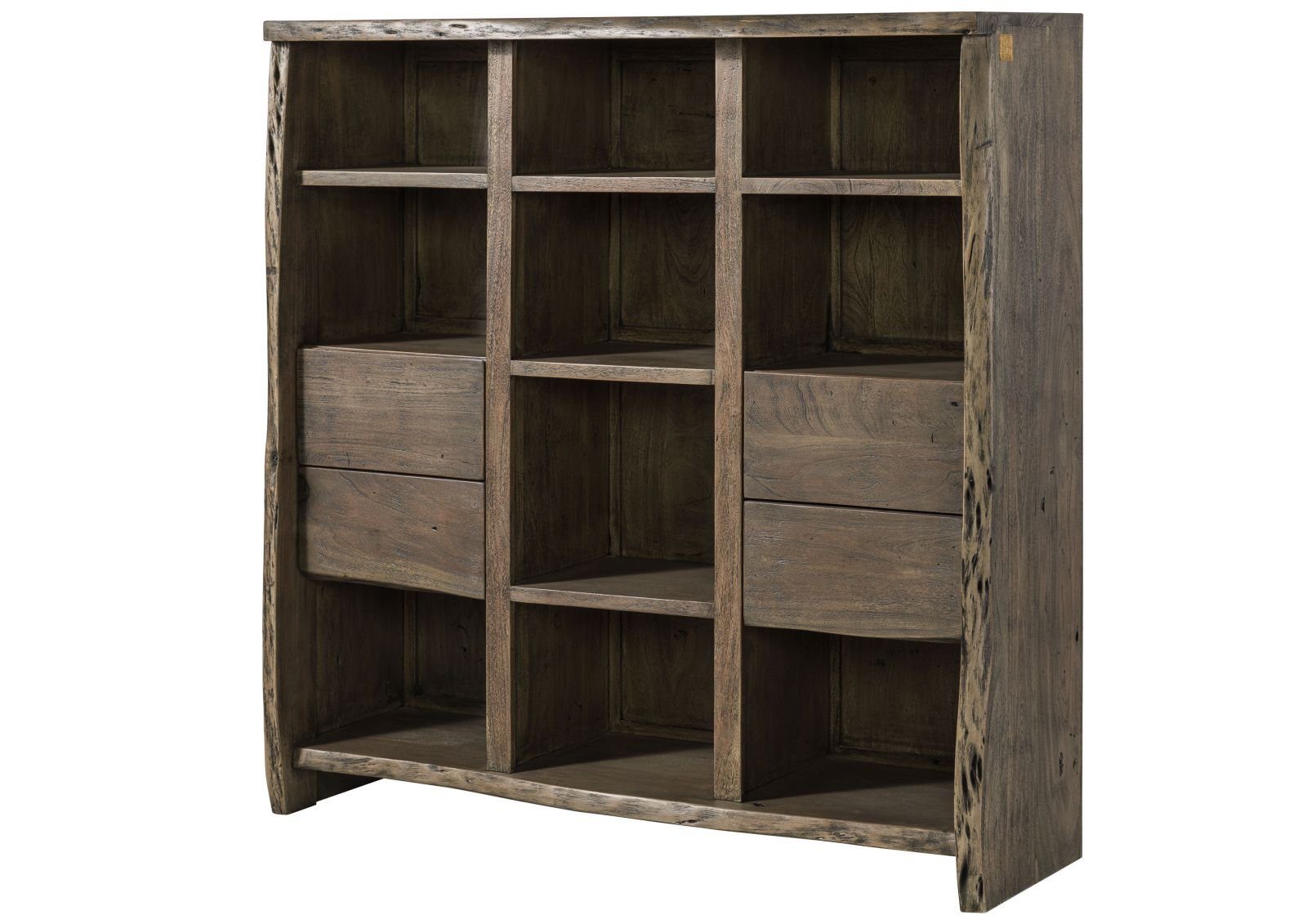 Massivmoebel24 Bücherregal PURE ACACIA, 1-tlg., Bücherregal Akazie grau lackiert PURE ACACIA #410