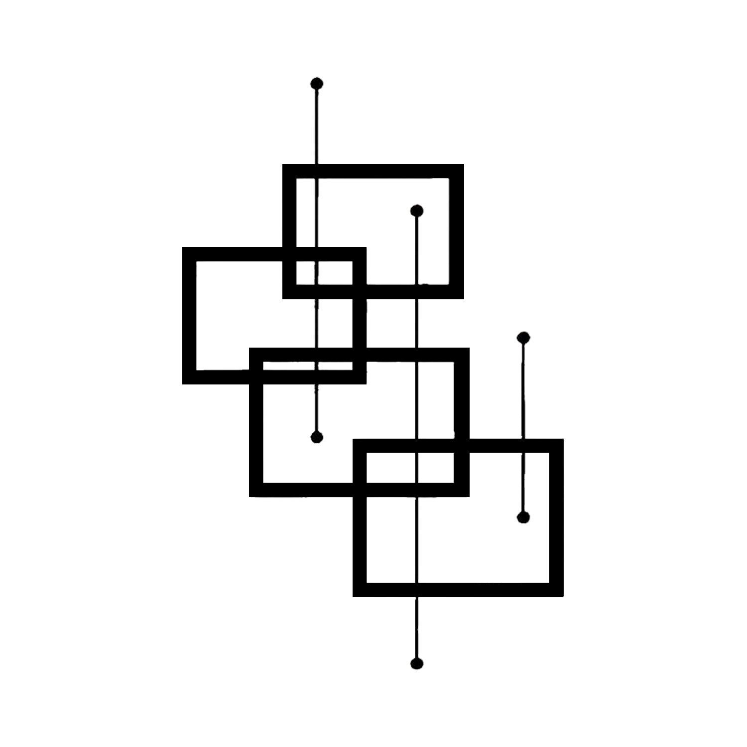 Wanddekoobjekt Quadratische Wanddekoration, Metall mit geometrischen Linien,Einfacher