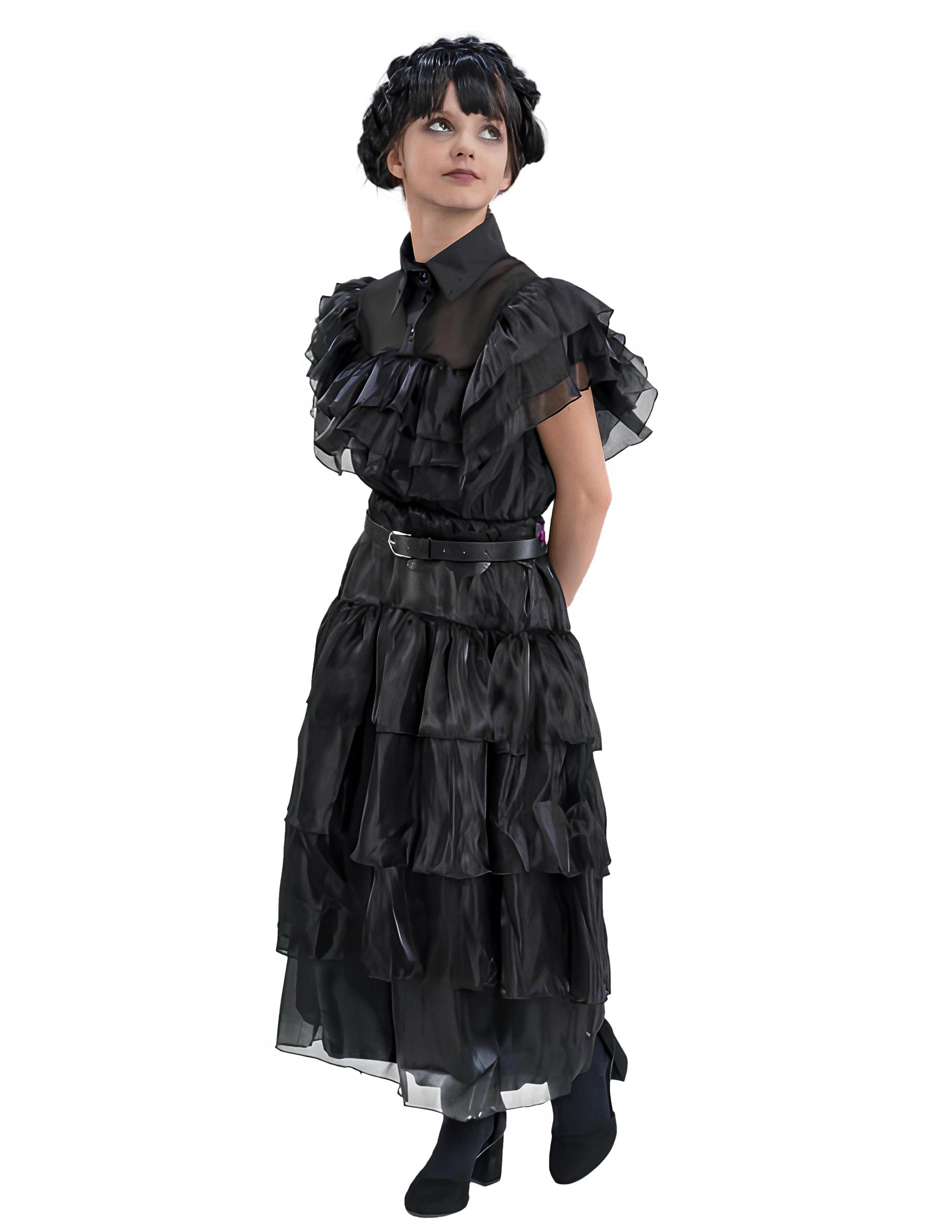 CHAKS Kostüm Wednesday Addams Family Ballkleid Kostüm für Kinder