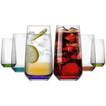 LAV Cocktailglas Lal Bunte Boden Trinkgläser: 6er Set 480cc für Cocktails, Glas