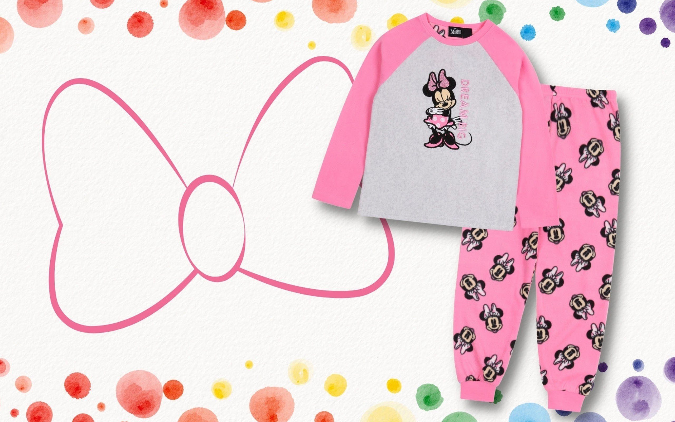 7-8 DISNEY Maus Mädchen Jahre Minnie pink-grau, Schlafanzug, Sarcia.eu Schlafanzug