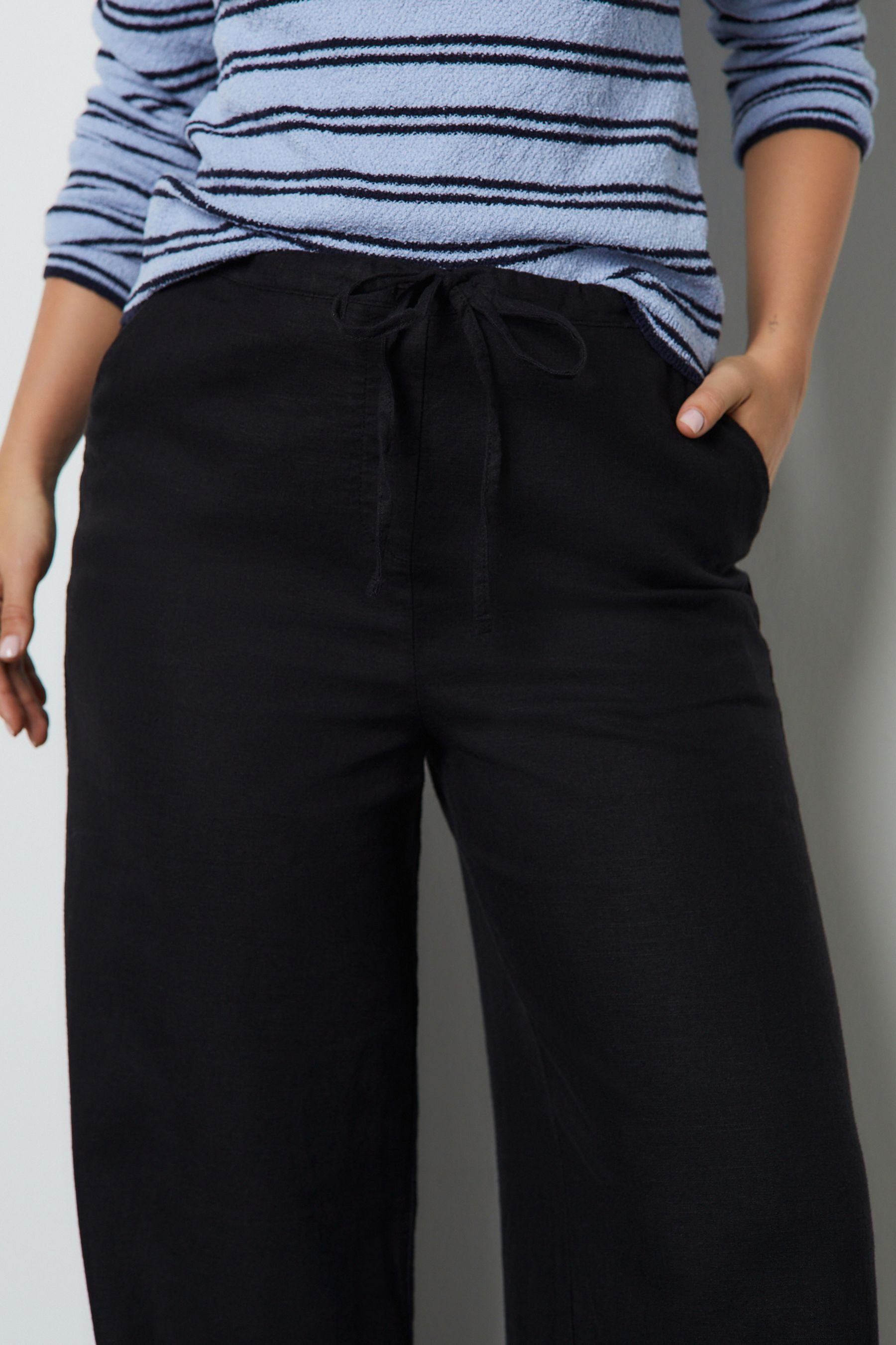 Next Palazzohose Hose mit weitem Bein aus Leinenmischung, Kurzgröße (1-tlg)