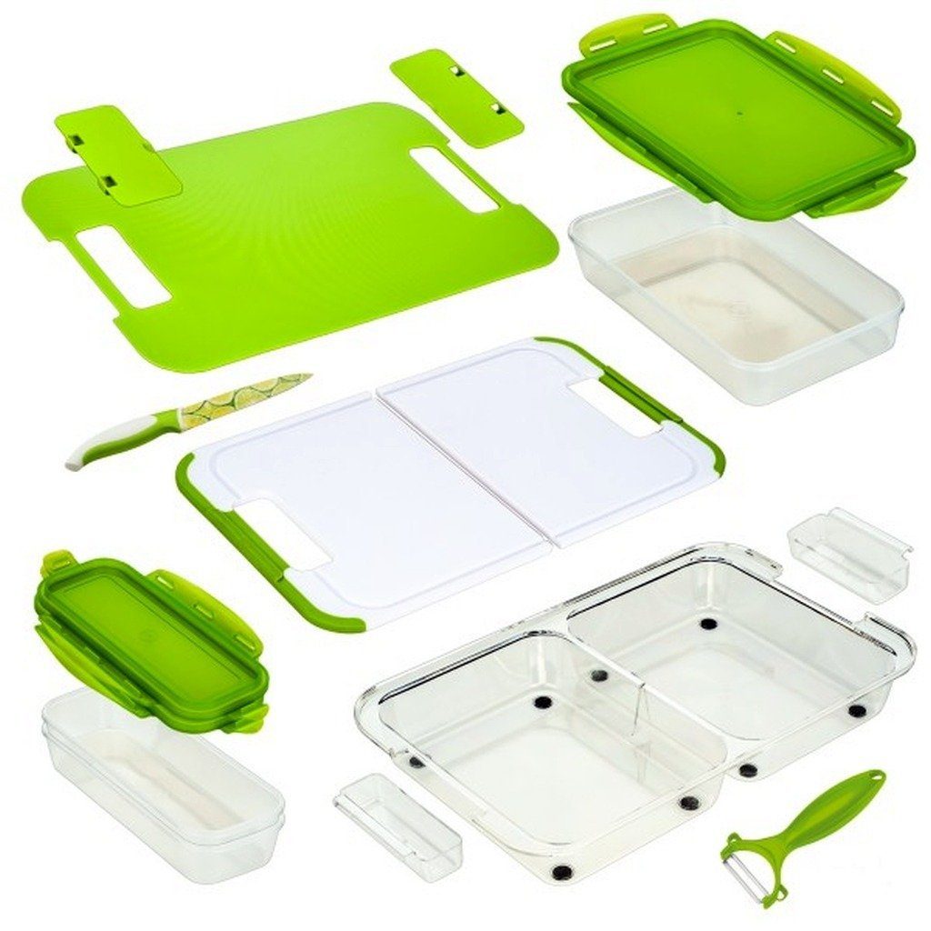 Genius Aufbewahrungssystem Genius 26281 Slice N Store Set 14-tlg. Schneid und Aufbewahrungssystem, (Schneide- und Aufbewahrungsset bestehend aus 14 Teilen)