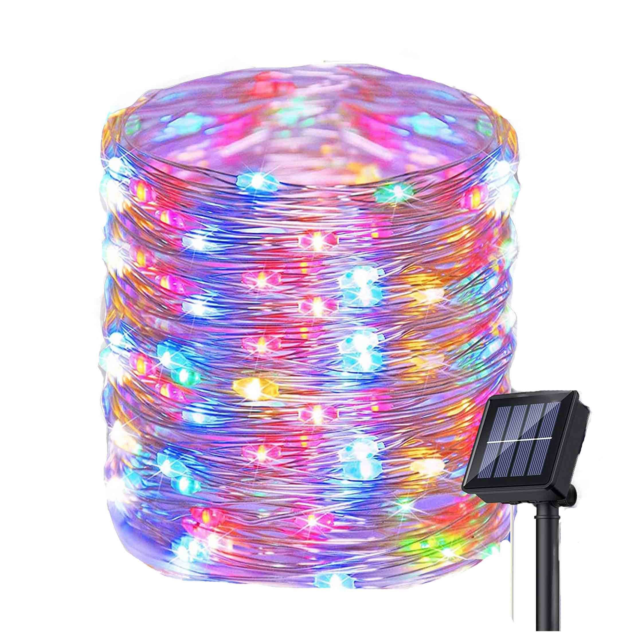 KINSI LED Solarleuchte LED Kupferdraht Lampe, Solar-Lichterketten, 7/12 M 50/100 Lichter, LED fest integriert, Geeignet für Garten, Baum, Hochzeit, Party