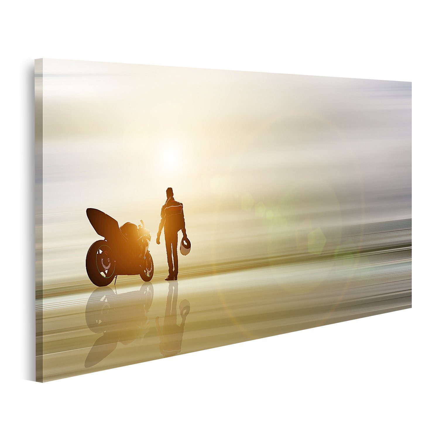 Leinwandbild Bild auf Leinwand Abstrakte Kunst mit Motorrad und unscharfem Hintergr