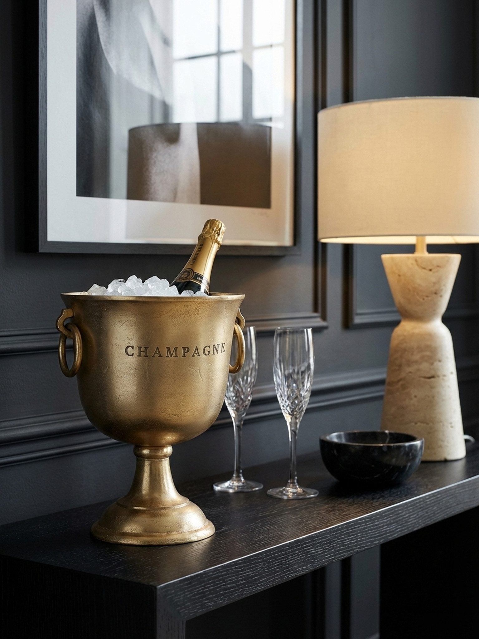 KADIMA DESIGN Sektkühler Champagnerkühler Gold 28,5x37,5x28,5 cm Aluminium Massiv Sektkühler, Groß, Flaschenkühler Getränkekühler Tisch, Kühler für Champagner -