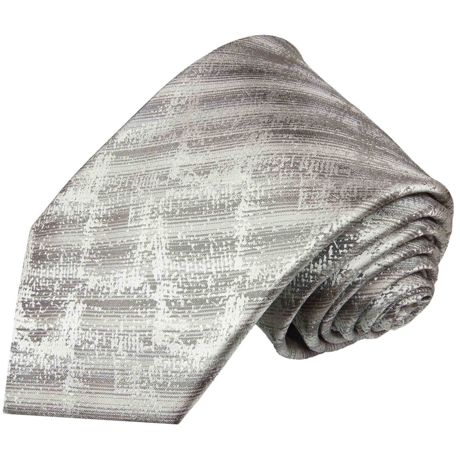 Paul Malone Krawatte Moderne Herren Seidenkrawatte gestreift 100% Seide Schmal (6cm), grau weiß 2017