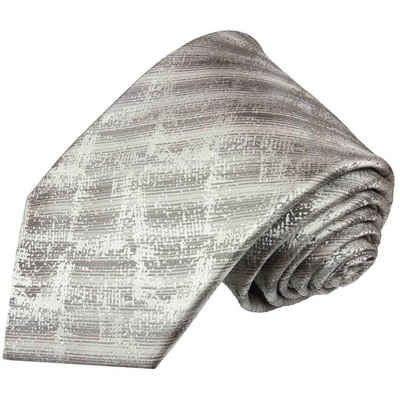 Paul Malone Krawatte »Moderne Herren Seidenkrawatte gestreift 100% Seide« Schmal (6cm), grau weiß 2017