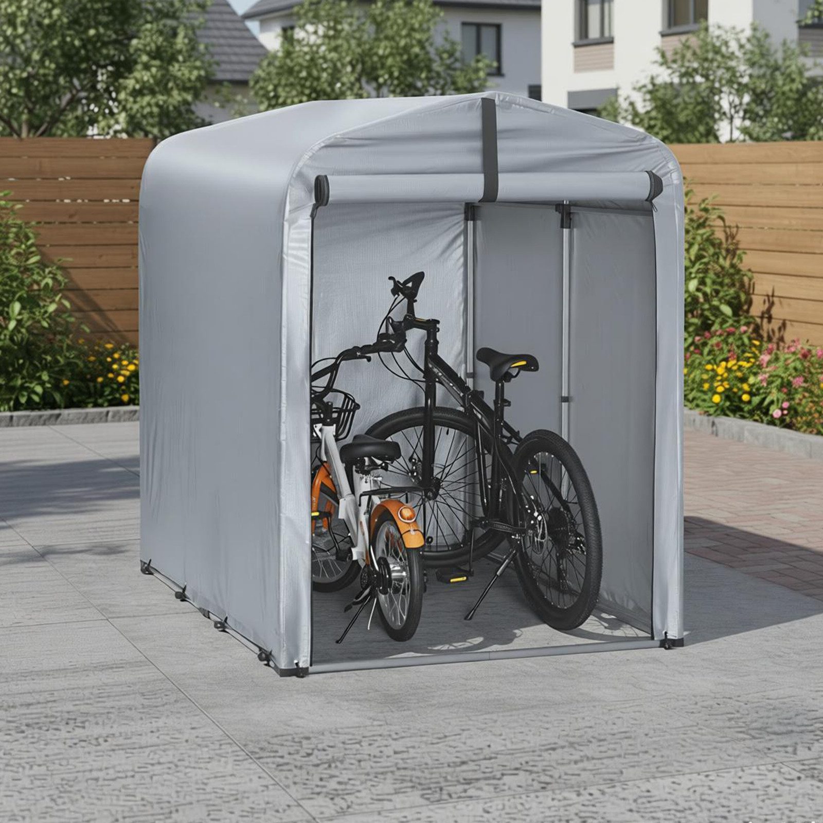 SoBuy Gerätehaus KLS11, Fahrradschuppen für Regenschutz Terrasse Motorrad Garage, Fahrradgarage Geräteschuppen Fahrradgarage, UV-Schutz Regenschutz