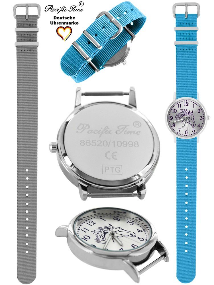 Armbanduhr Gratis Match Wechselarmband, Set Design Mix hellblau Pacific Versand grau Quarzuhr und Time Pferd und violett Kinder -