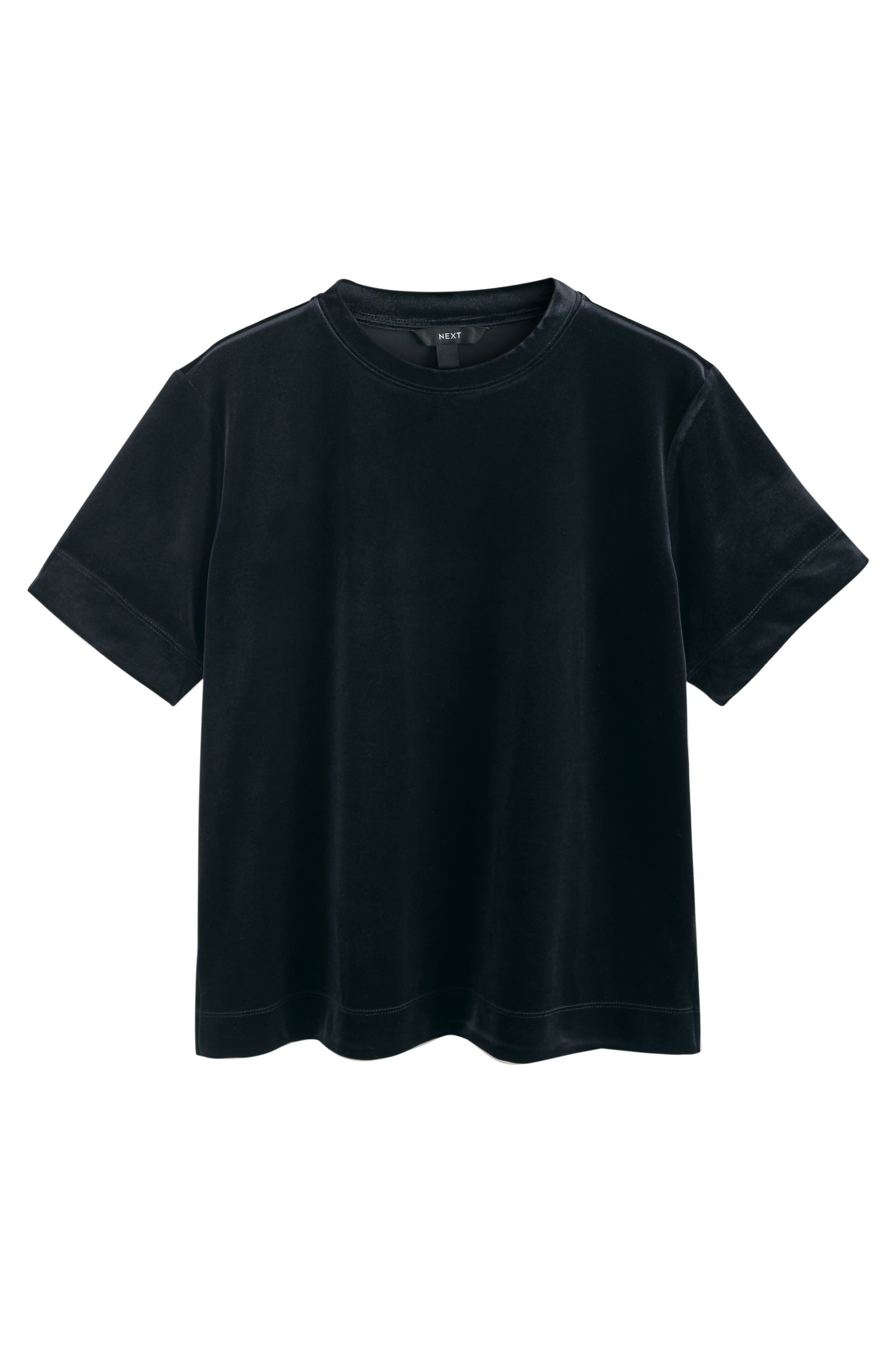 Next T-Shirt Kurzärmeliges Samt-T-Shirt mit Rundhalsausschnitt günstig online kaufen