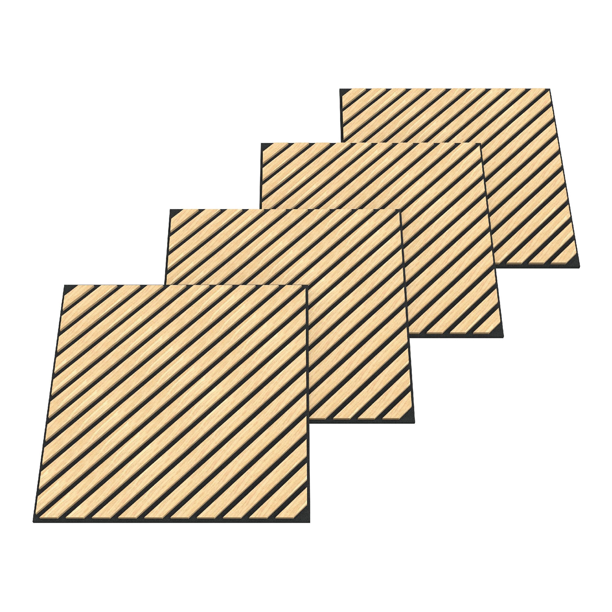 neu.holz 3D Wandpaneel, BxL: 60x60 cm, (Set, 4-tlg) »Vang« mit diagonalen Lamellen 60x60 cm Eichenoptik, hell