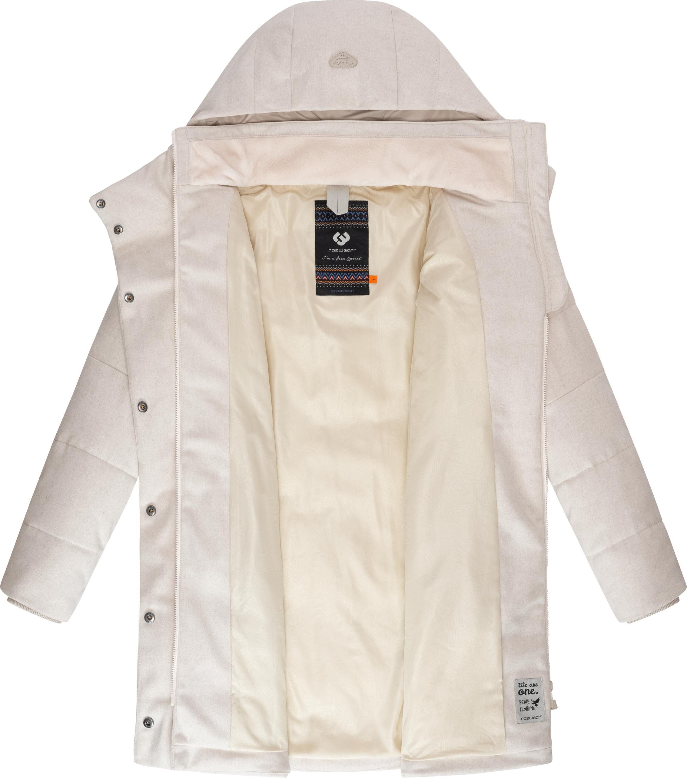 Ragwear Wintermantel Pavla Coat stylischer Damen Steppmantel in Woll-Optik