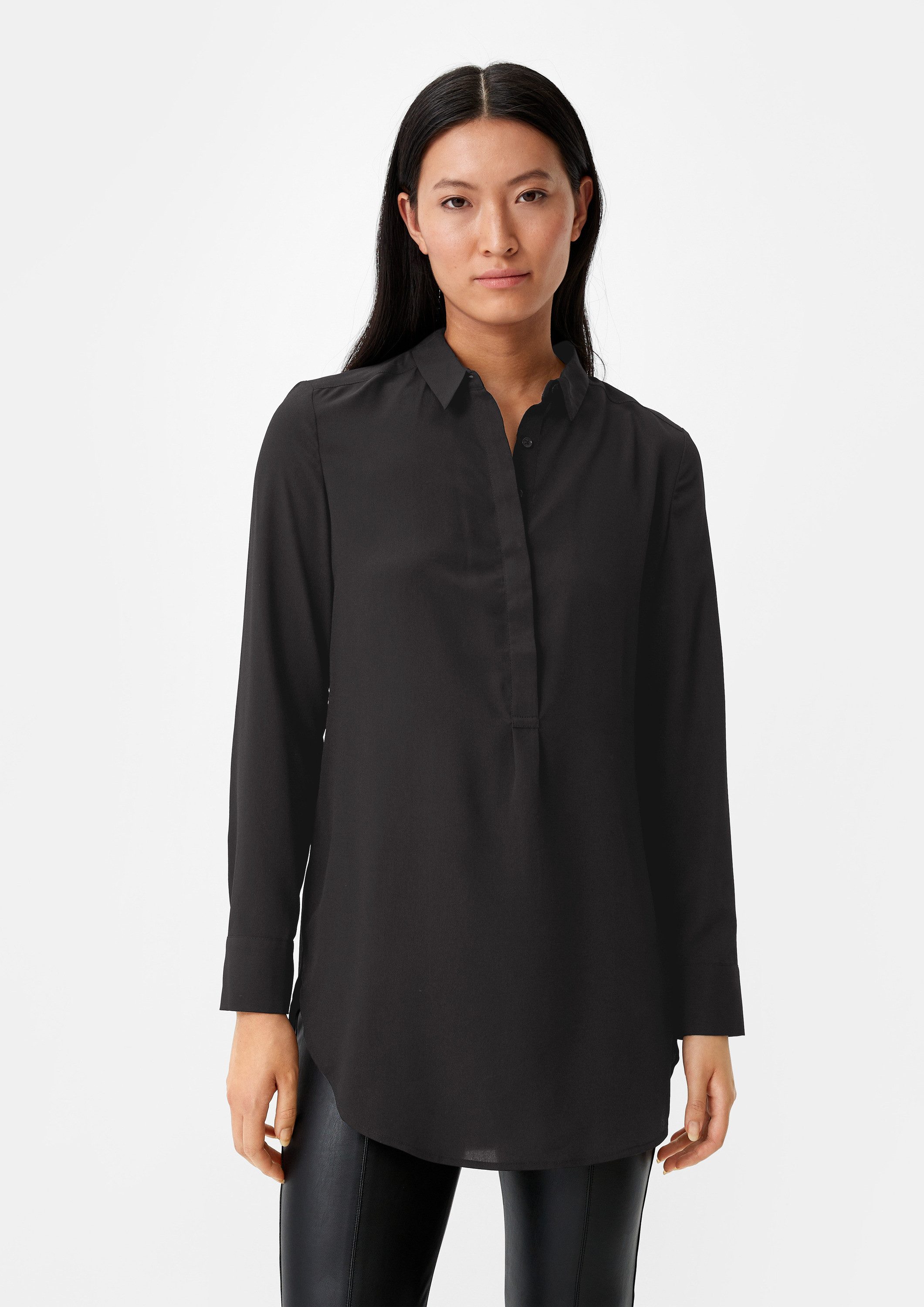 comma Langarmbluse Bluse Verlängerte Hemdbluse günstig online kaufen