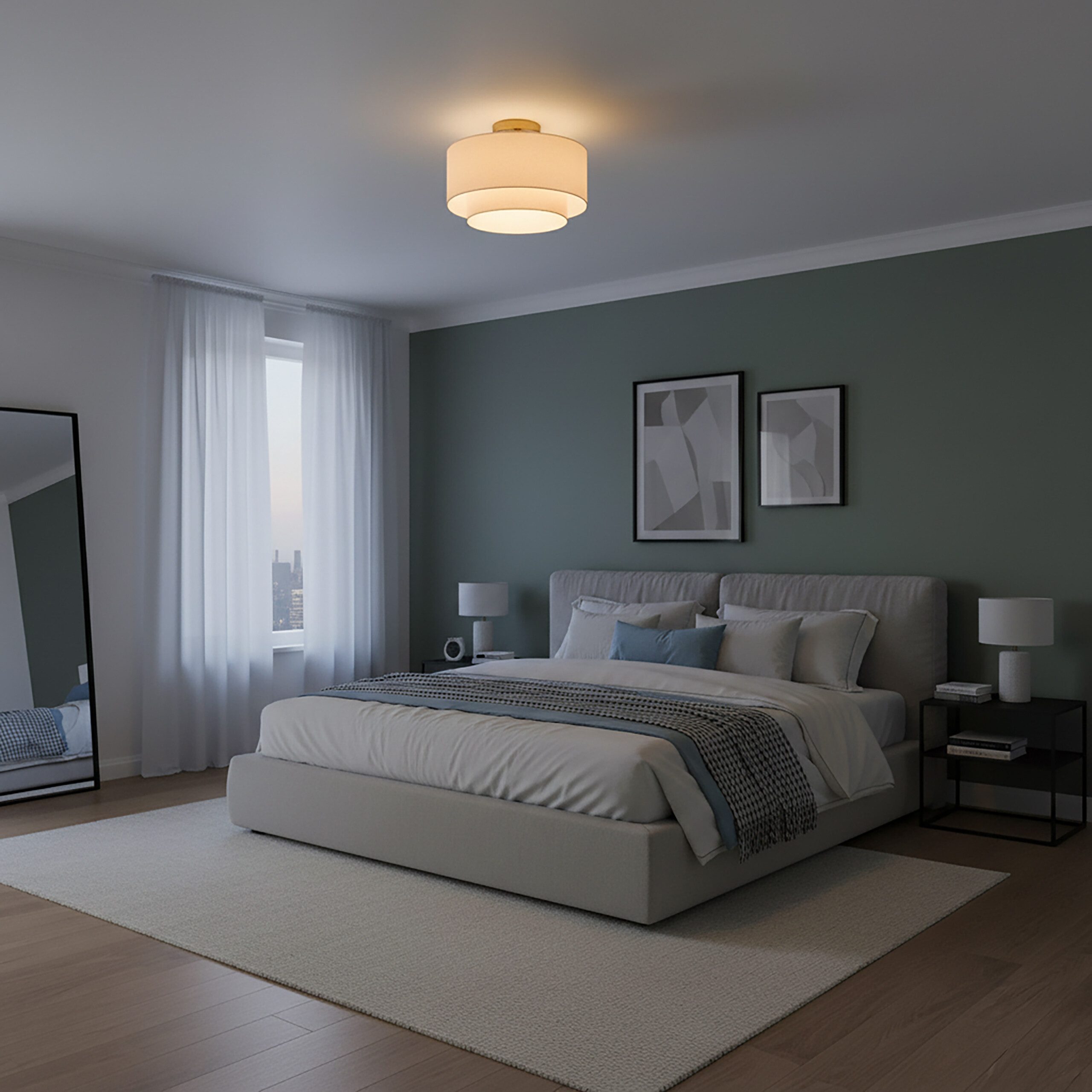 relaxdays Deckenleuchte Deckenlampe Leinen, ohne Leuchtmittel