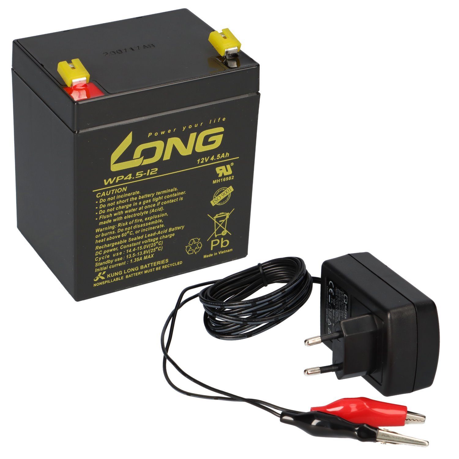 Akkuman.de AGM BLEI AKKU BATTERIE 12V 4,5Ah + LADEGERÄT Bleiakkus