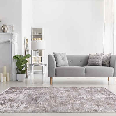 Designteppich Designer Wohnzimmer Teppich abstrakte Musterung modern grau-Beige, Carpetilla, rechtetig, Höhe: 13 mm, wohnzimmer, esszimmer, Kinderzimmer, schlafezimme