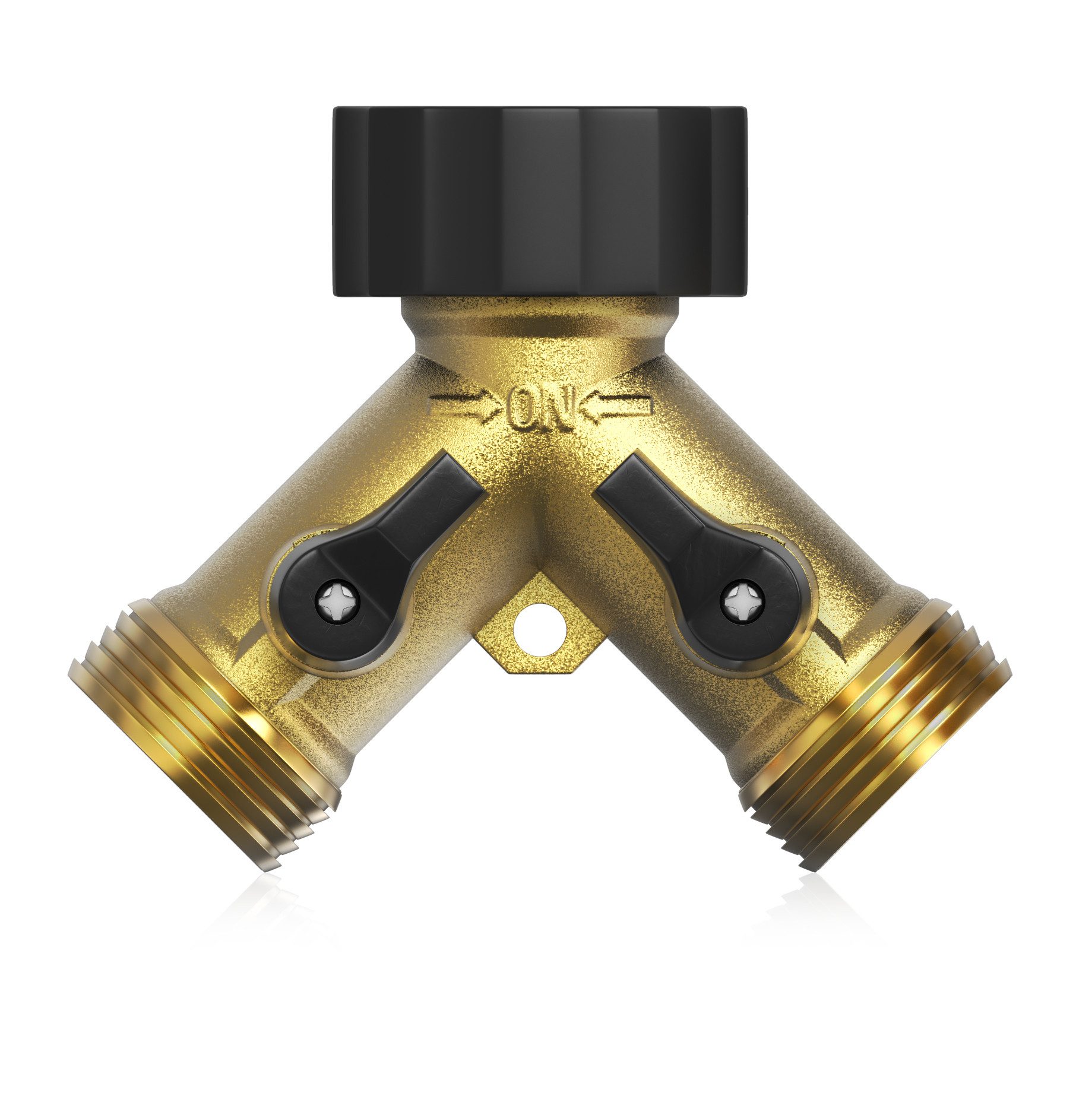 Brandson 2-Wege Verteiler Y-Verteiler für 3/4 Zoll Anschluss, Wasserhahn Splitter aus Messing, (1-tlg., 2-Wege Y-Verteiler ¾ Zoll aus Messing), Wasserventil 2 Wege beide regulierbar, Material hitze & kältebeständig