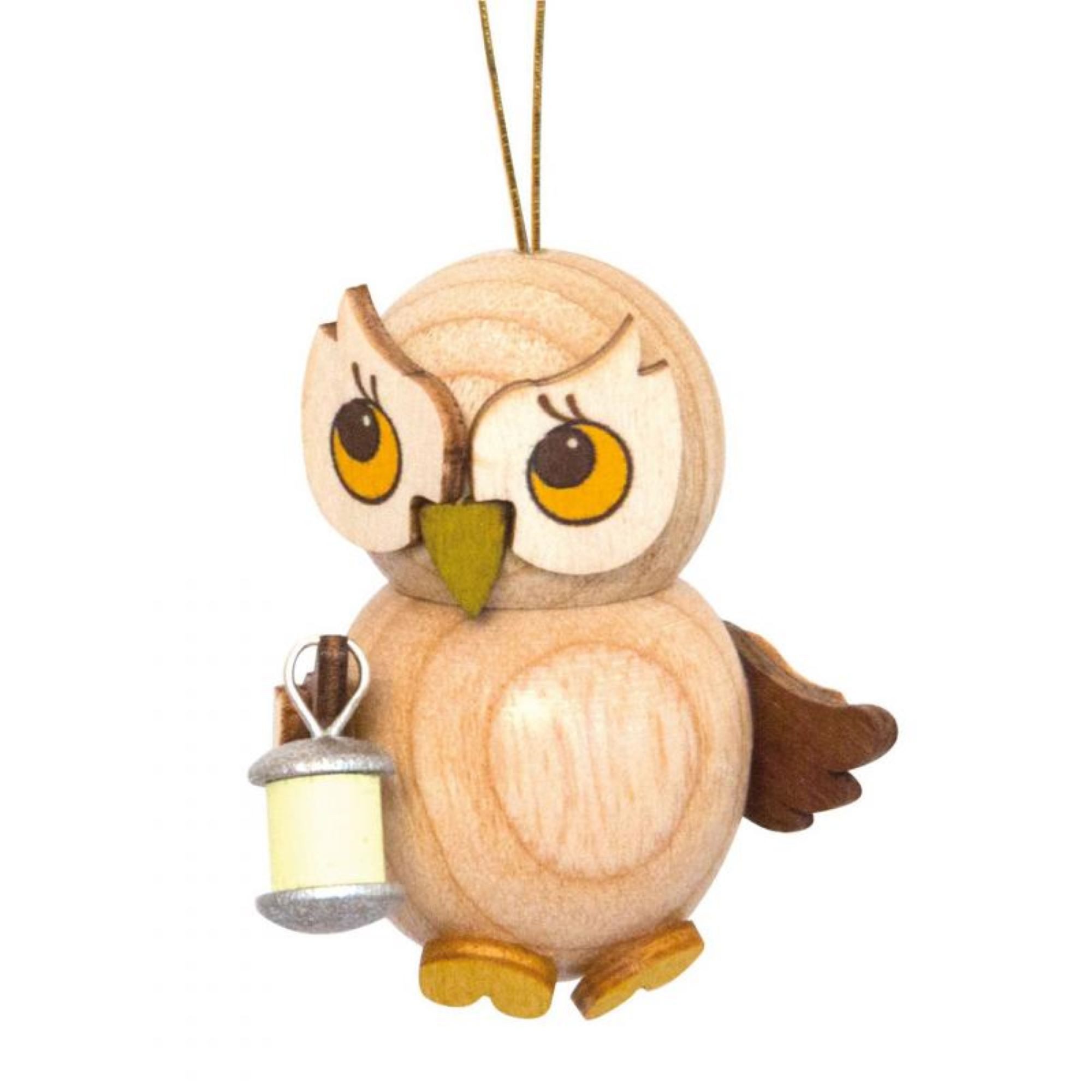 Drechslerei Kuhnert Räuchermännchen Eulenkind mit Lampion - 4 cm - Echt Erzgebirge