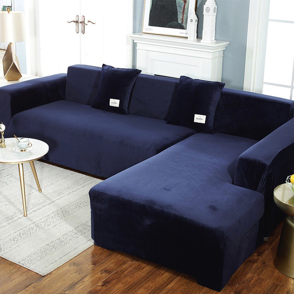 Sofaüberwurf, Juoungle blau(190*230cm) Sofahusse Stretch für Sofabezug L-Form Waschbar Universal