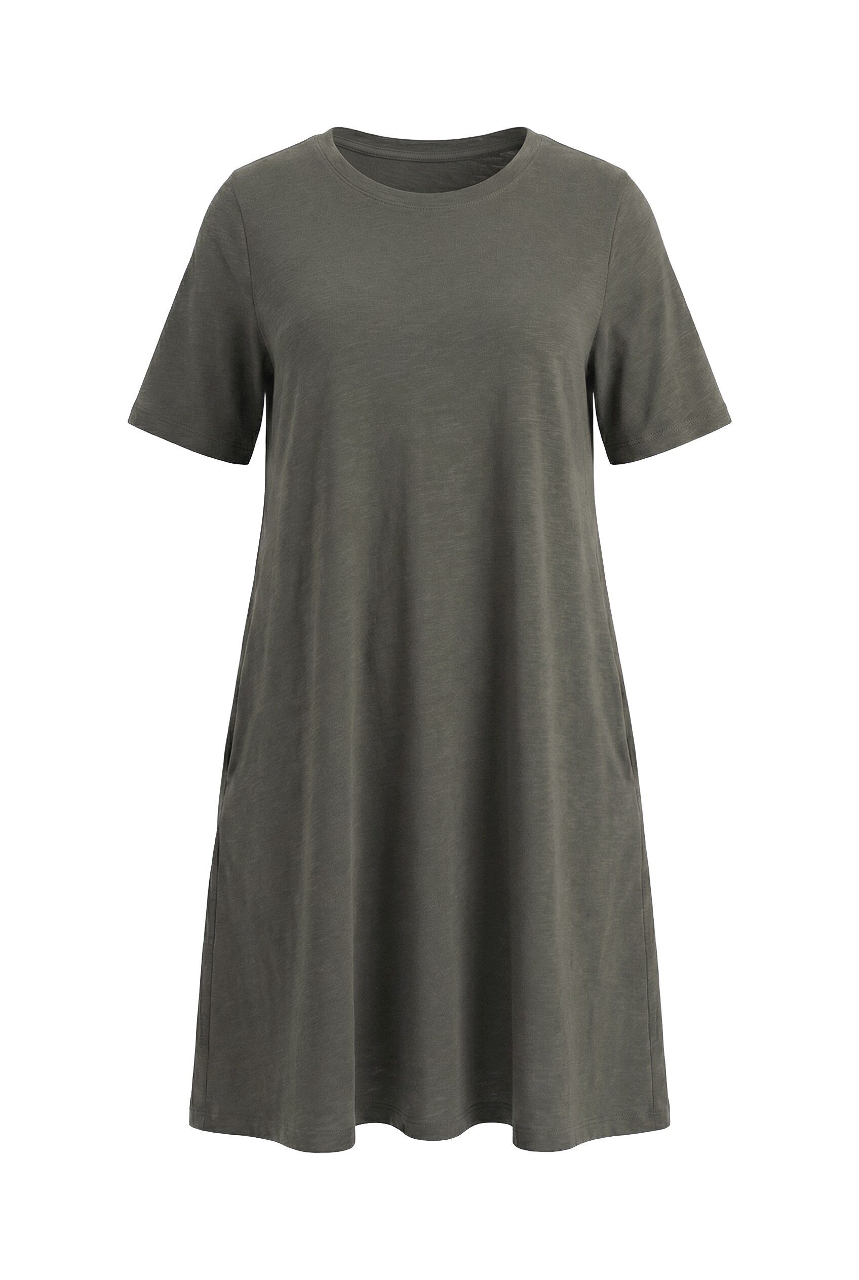 Ulla Popken Jerseykleid Jerseykleid A-Linie Rundhals Halbarm Taschen