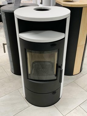 Thermia Kaminofen München V3 schwarz Speckstein weiß beschichtet, 7 kW, Dauerbrand