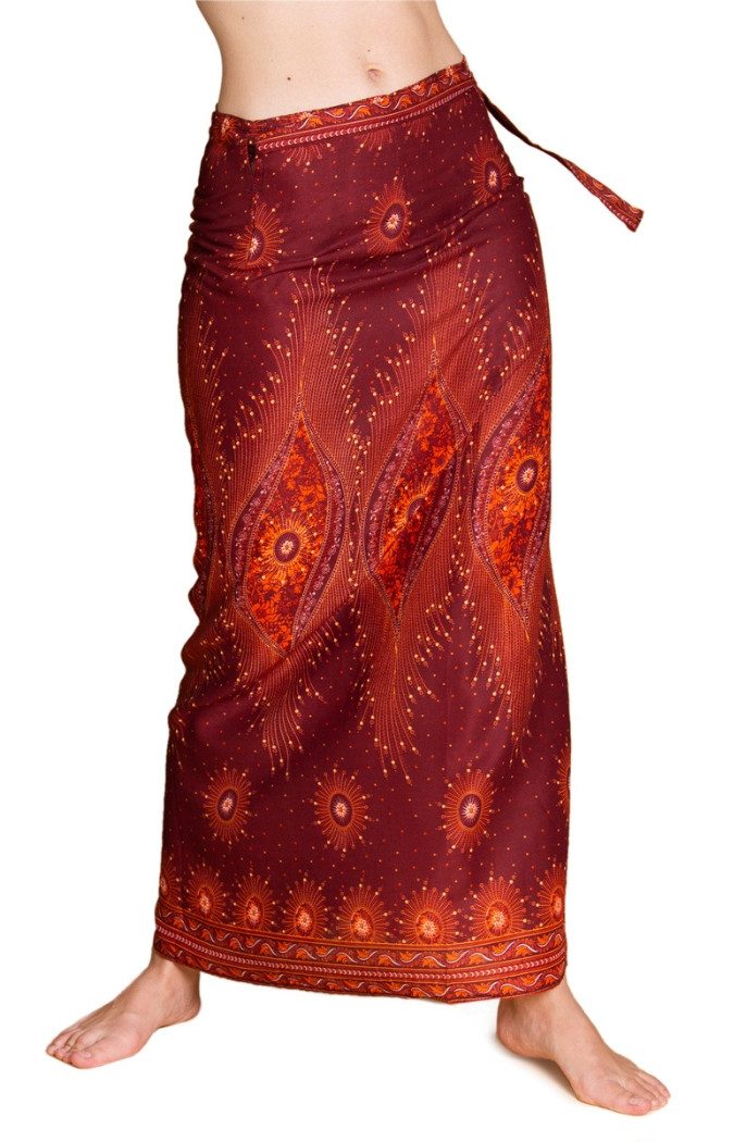 PANASIAM Sommerrock Wickelrock Damen leichter Sommerrock lang aus 100% Viskose Strandrock Pareo Rock - Bikini Cover-up im Boho Stil in farbenfrohen Designs