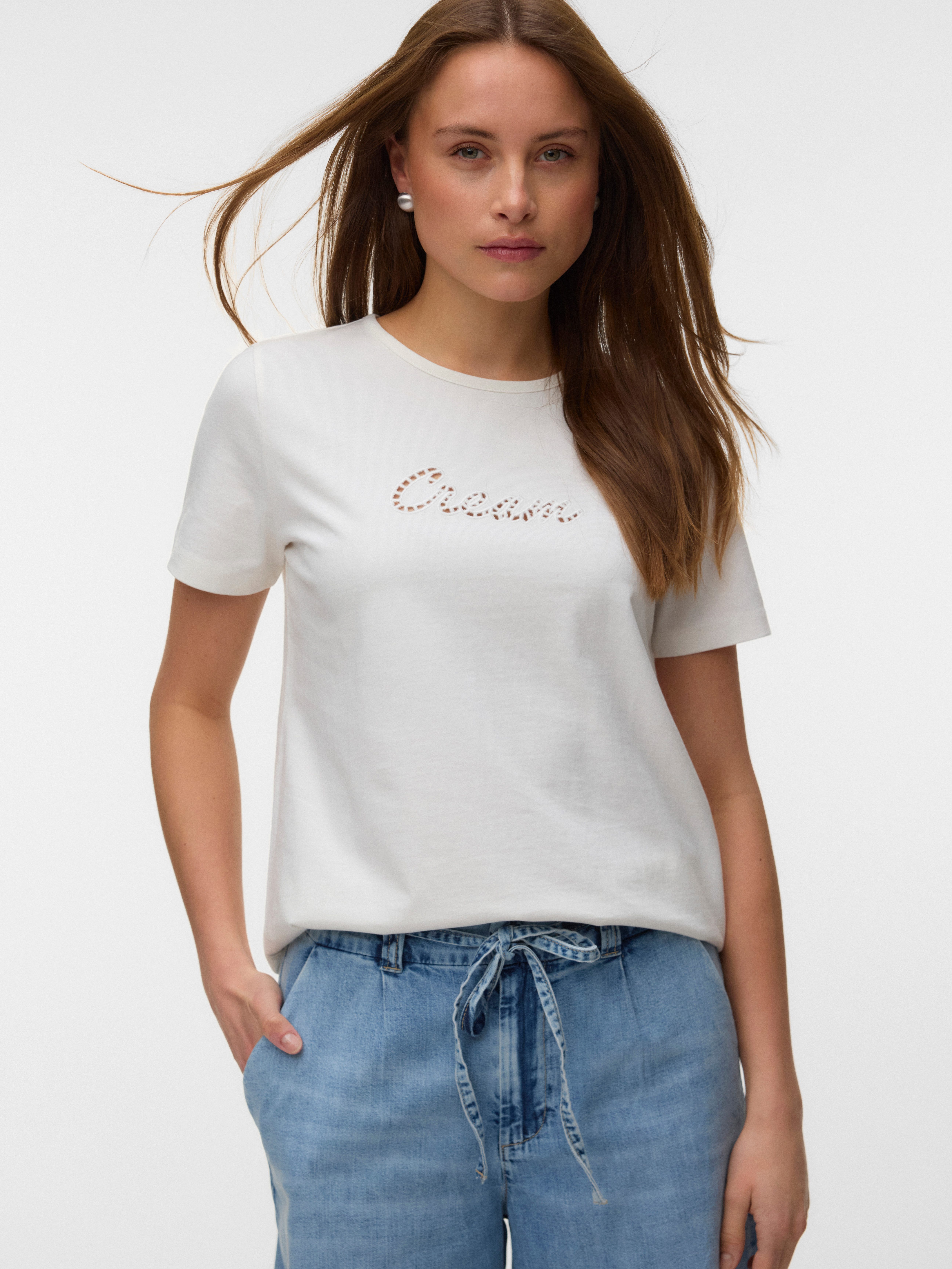 Vero Moda Kurzarmshirt VMMIRANDA SIF SS TOP BOX JRS Baumwolle, regular fit