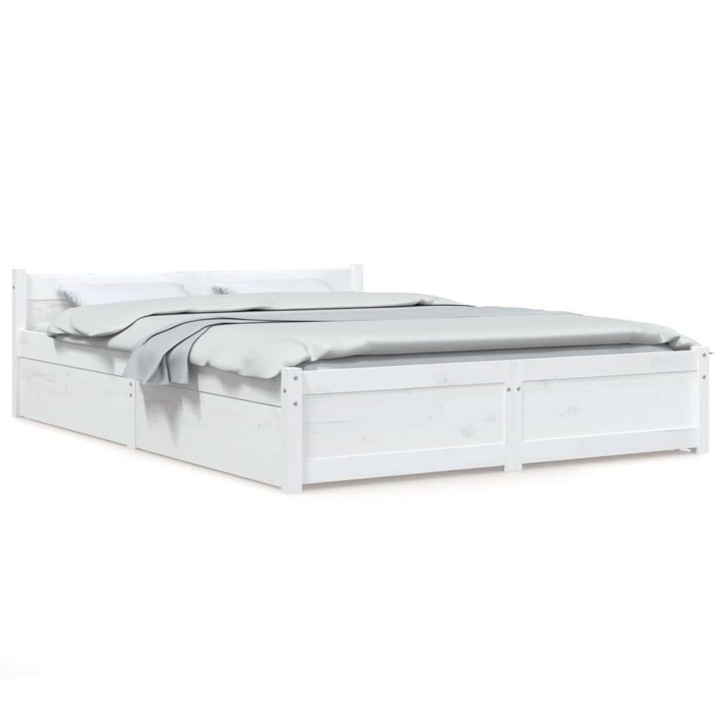 vidaXL Bett Bett mit Schubladen Weiß 120x200 cm