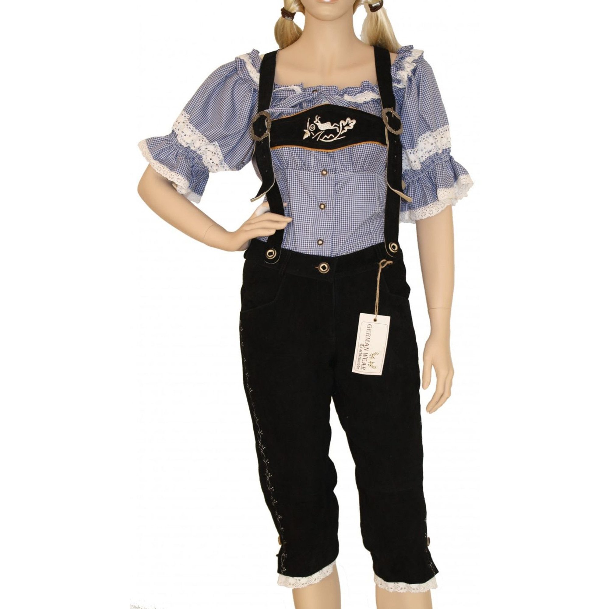 German Wear Trachtenlederhose GW1402 Damen Trachten lederhose Kniebundhose Damenlederhose