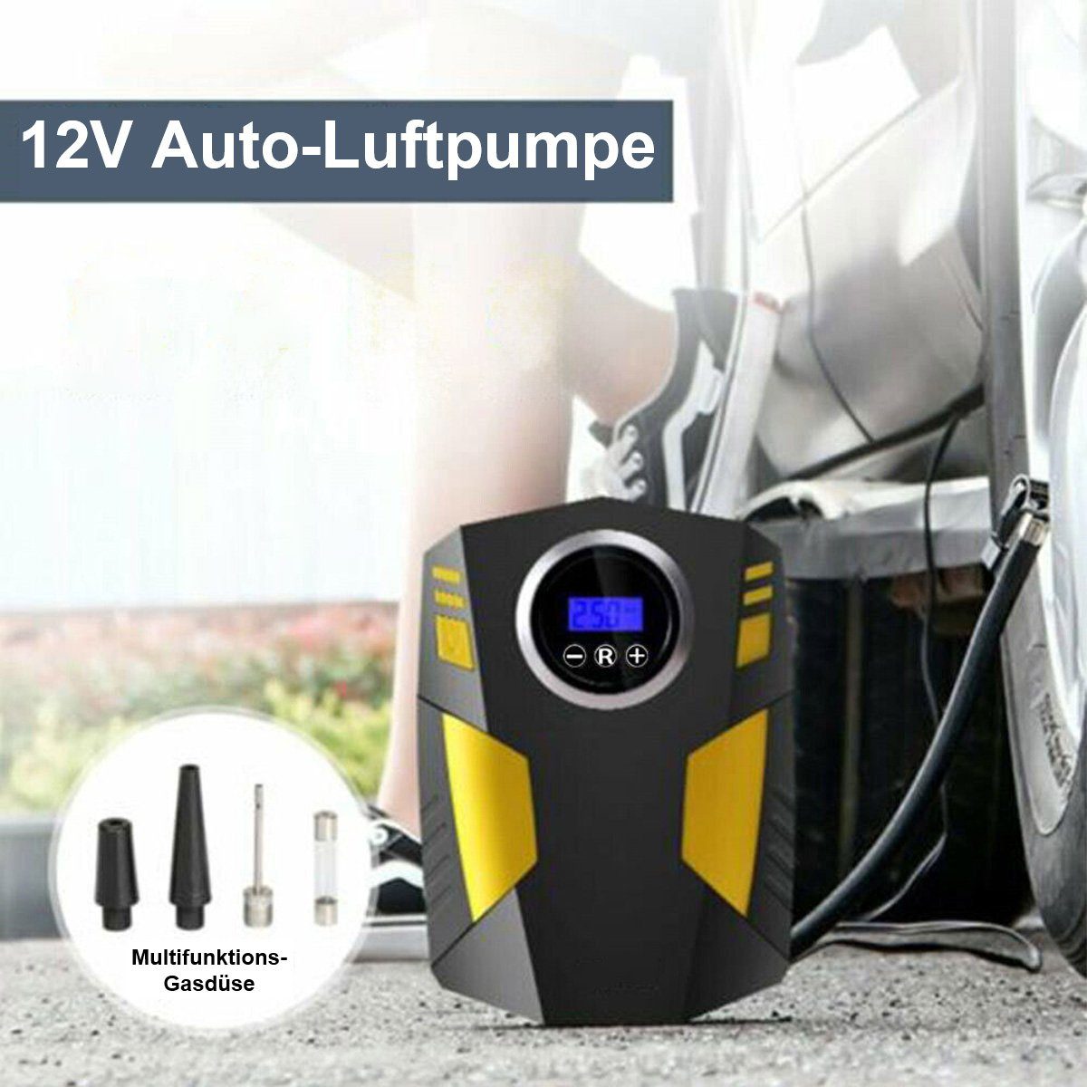 yozhiqu Akku-Luftpumpe Auto-Luftpumpe. Elektrische Luftpumpe für kleine Autoreifen (1-tlg), Auto-Handheld-Luftpumpe mit intelligenter Digitalanzeige