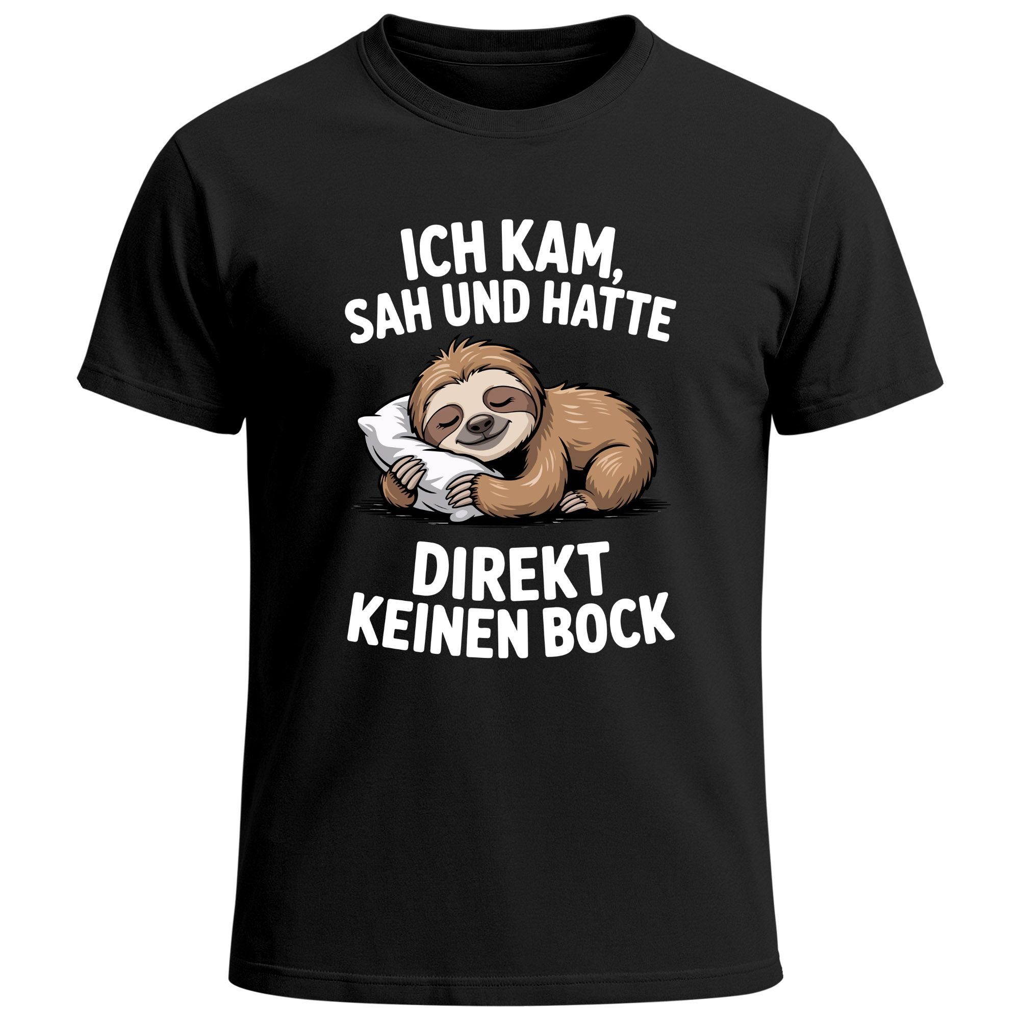 MoonWorks Print-Shirt Herren T-Shirt Faultier Spruch Ich kam sah und hatte direkt kein Bock mit Print