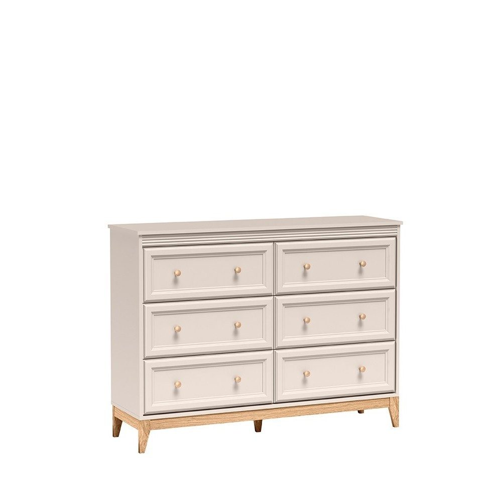 Masseno Kommode CUNEO 135,5 cm Sideboard mit 6 Schubladen Kaschmir
